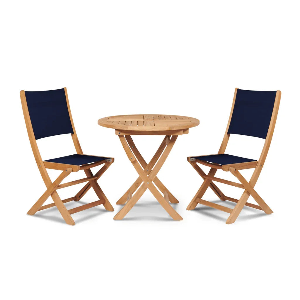 HiTeak Stella Teak Armless Patio Round Bistro Set 3PC