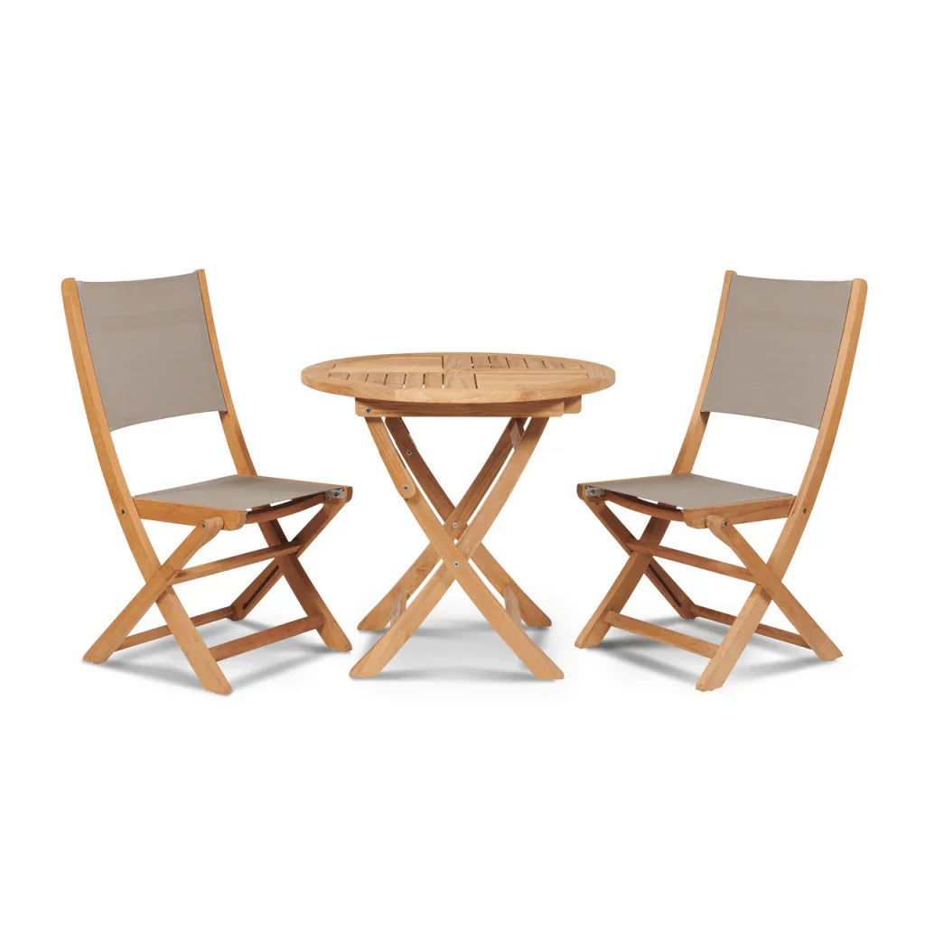 HiTeak Stella Teak Armless Patio Round Bistro Set 3PC