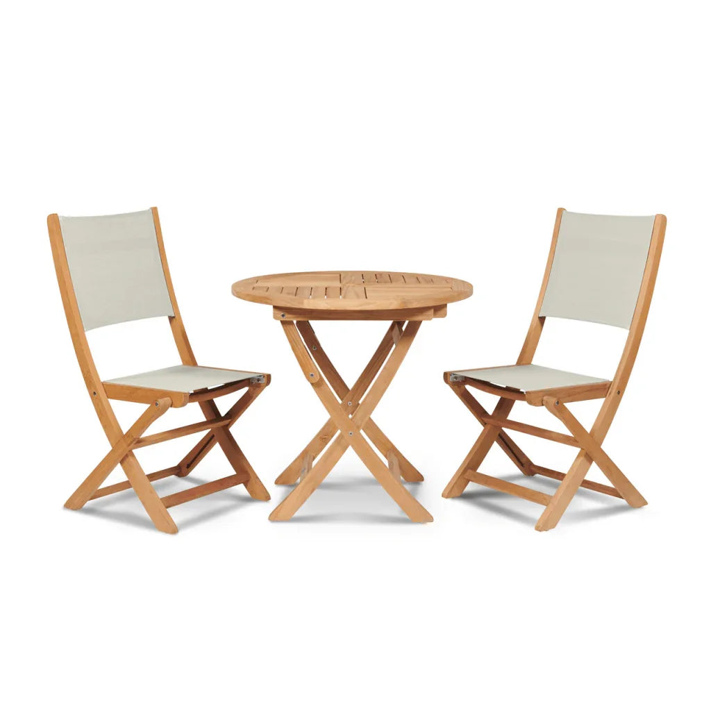 HiTeak Stella Teak Armless Patio Round Bistro Set 3PC