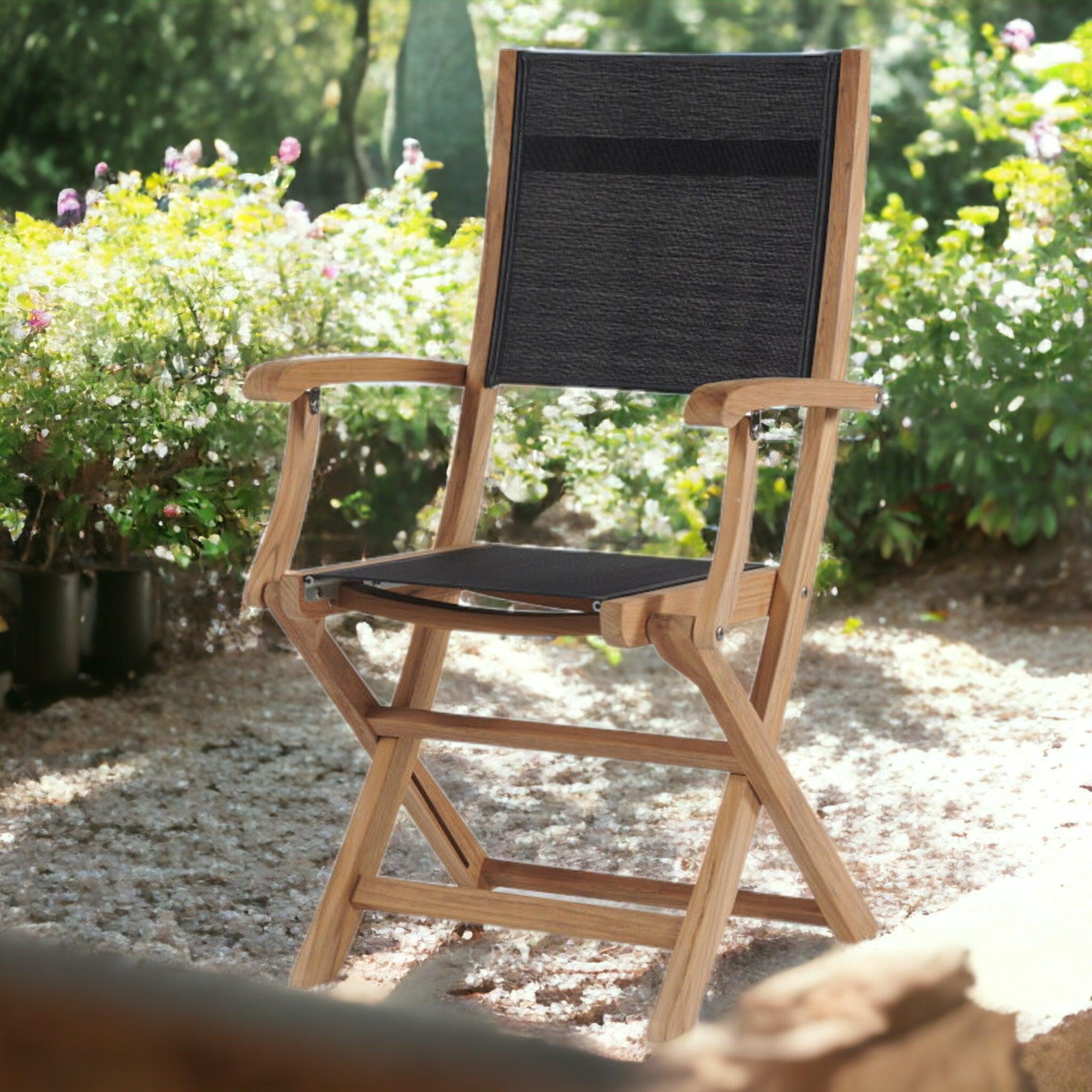 Stella Teak Outdoor Folding Armchair-Outdoor Dining Chairs-HiTeak-LOOMLAN