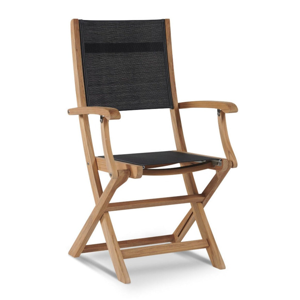 Stella Teak Outdoor Folding Armchair-Outdoor Dining Chairs-HiTeak-Black-LOOMLAN