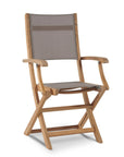 Stella Teak Outdoor Folding Armchair-Outdoor Dining Chairs-HiTeak-Taupe-LOOMLAN