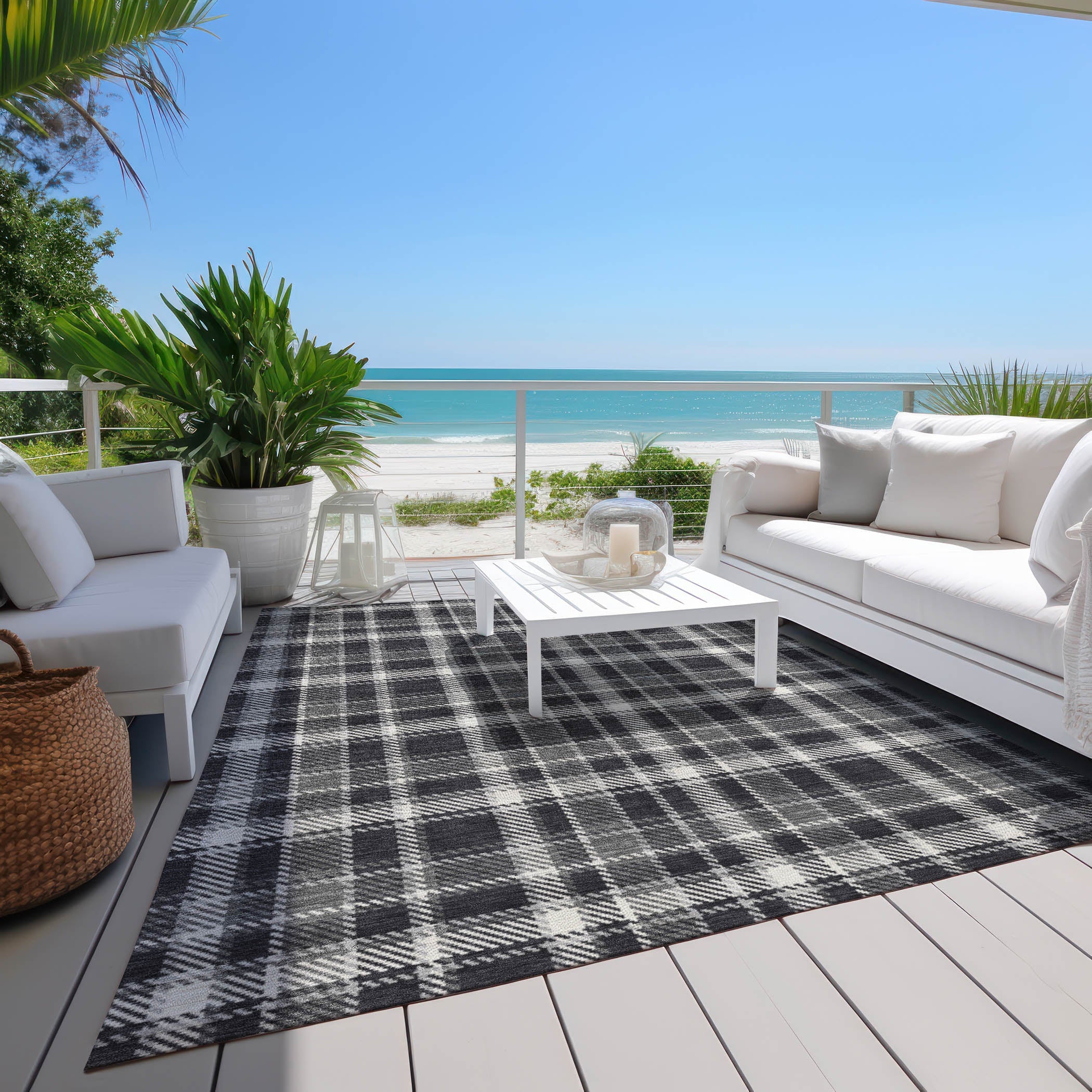 Addison Rugs Still Bloom Black Washable Indoor-Outdoor Rug
