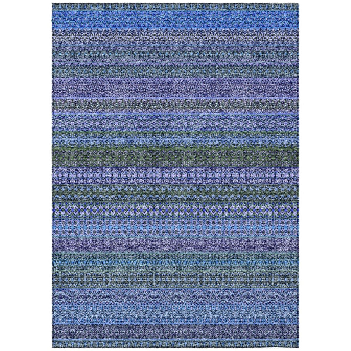 Addison Rugs Stripes Blue Washable Indoor-Outdoor Rug