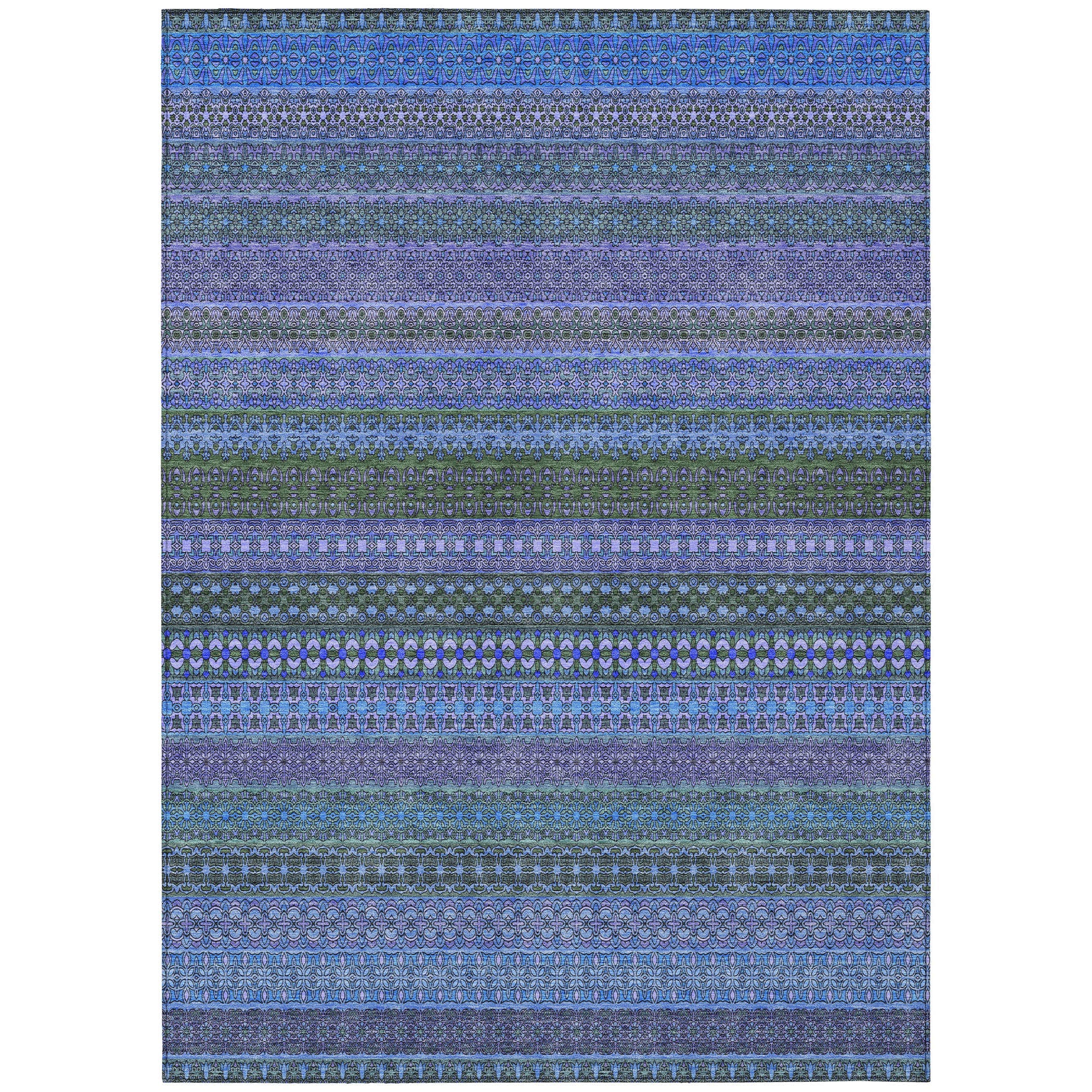 Addison Rugs Stripes Blue Washable Indoor-Outdoor Rug
