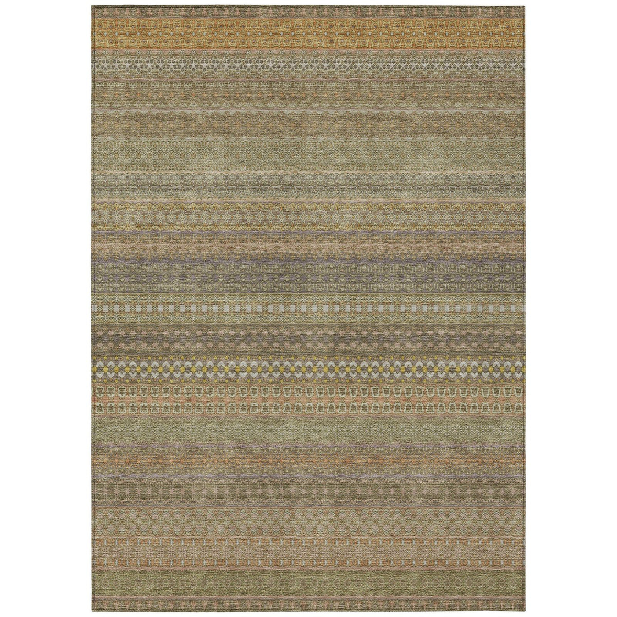 Addison Rugs Stripes Brown Washable Indoor-Outdoor Rug