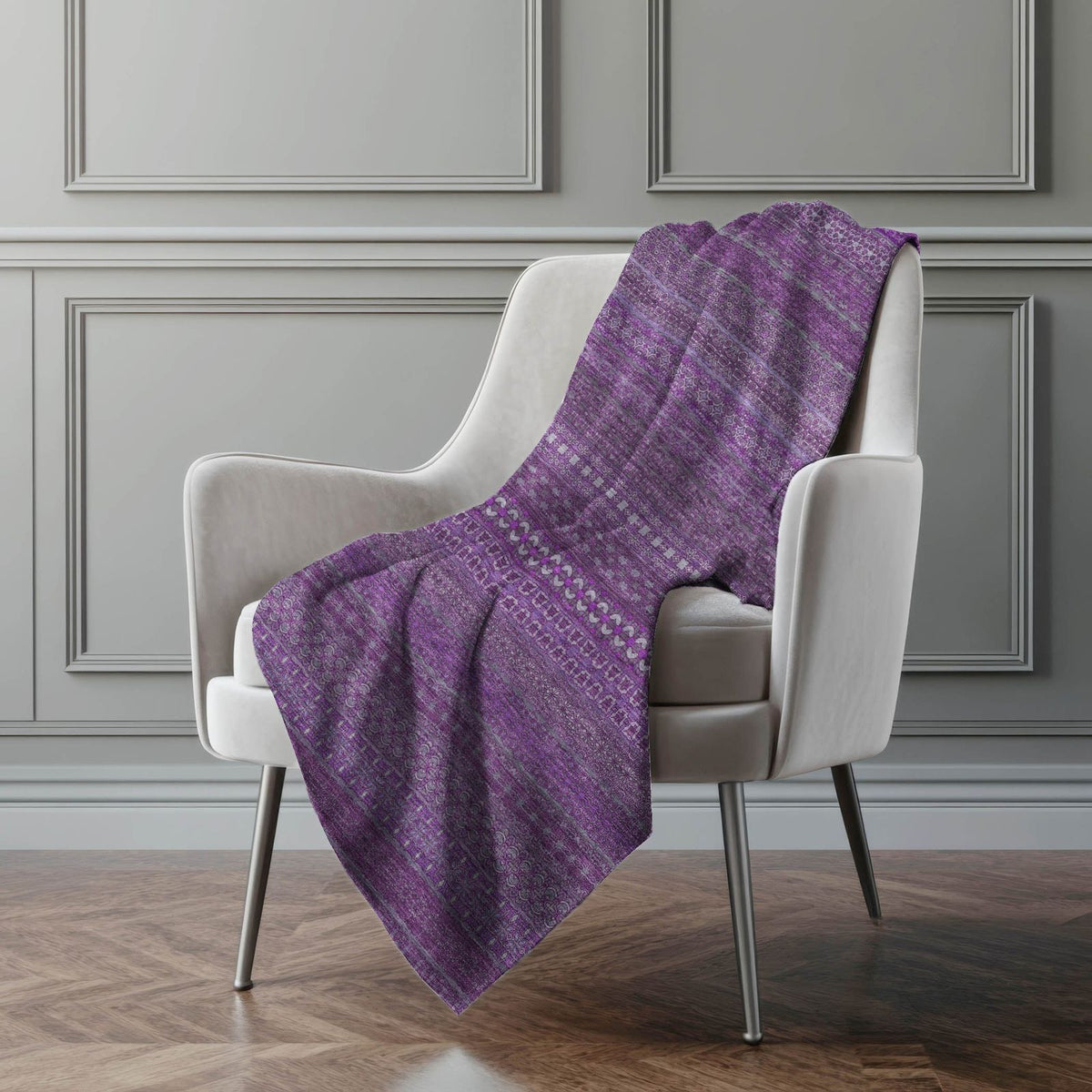 Addison Rugs Stripes Eggplant Washable Indoor-Outdoor Rug