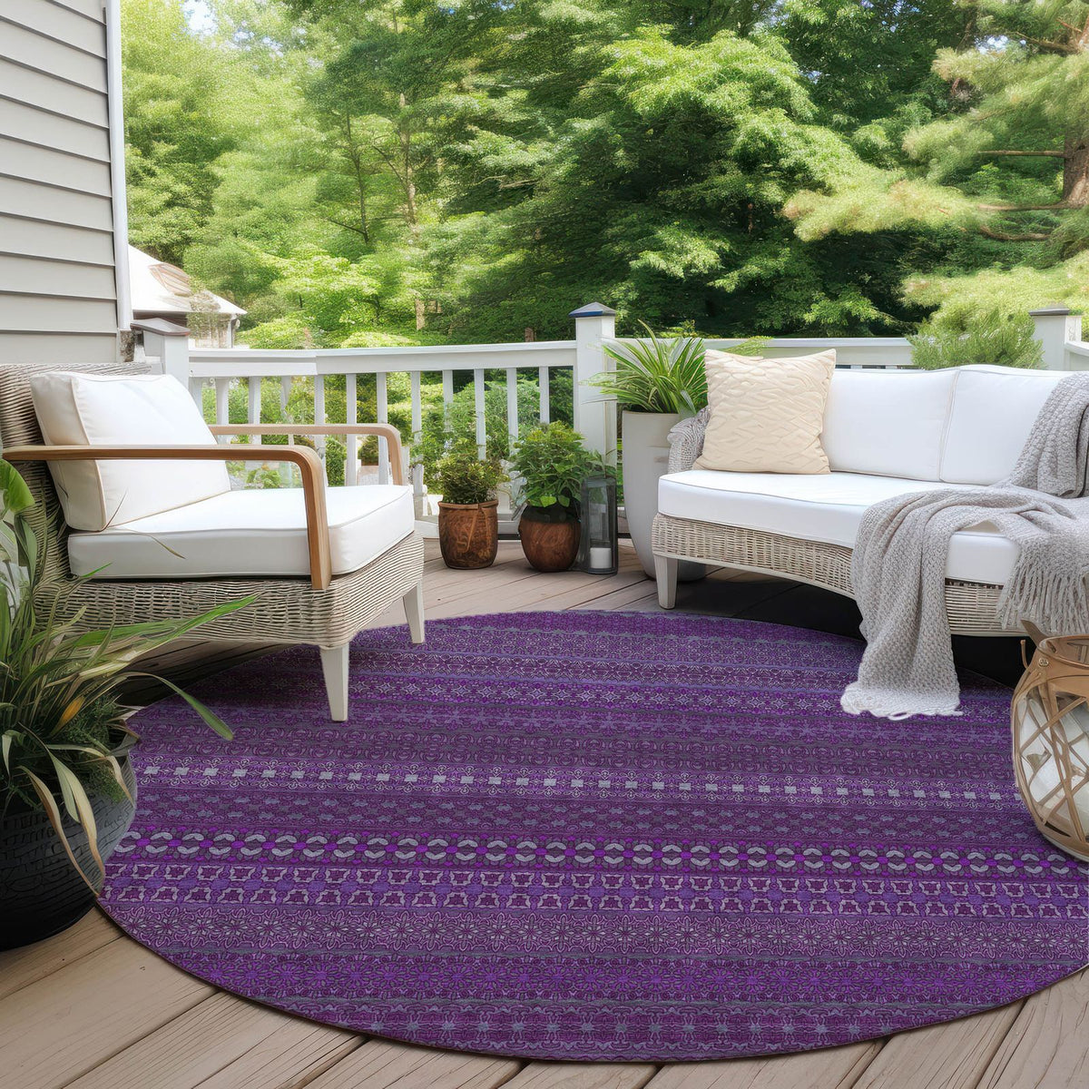 Addison Rugs Stripes Eggplant Washable Indoor-Outdoor Rug