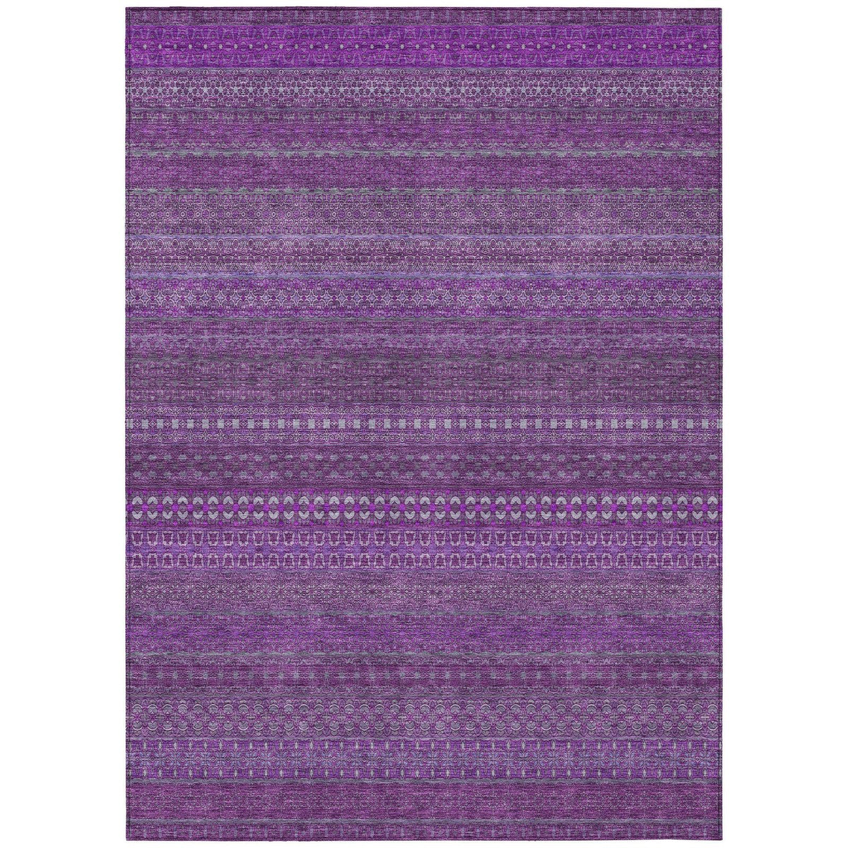 Addison Rugs Stripes Eggplant Washable Indoor-Outdoor Rug