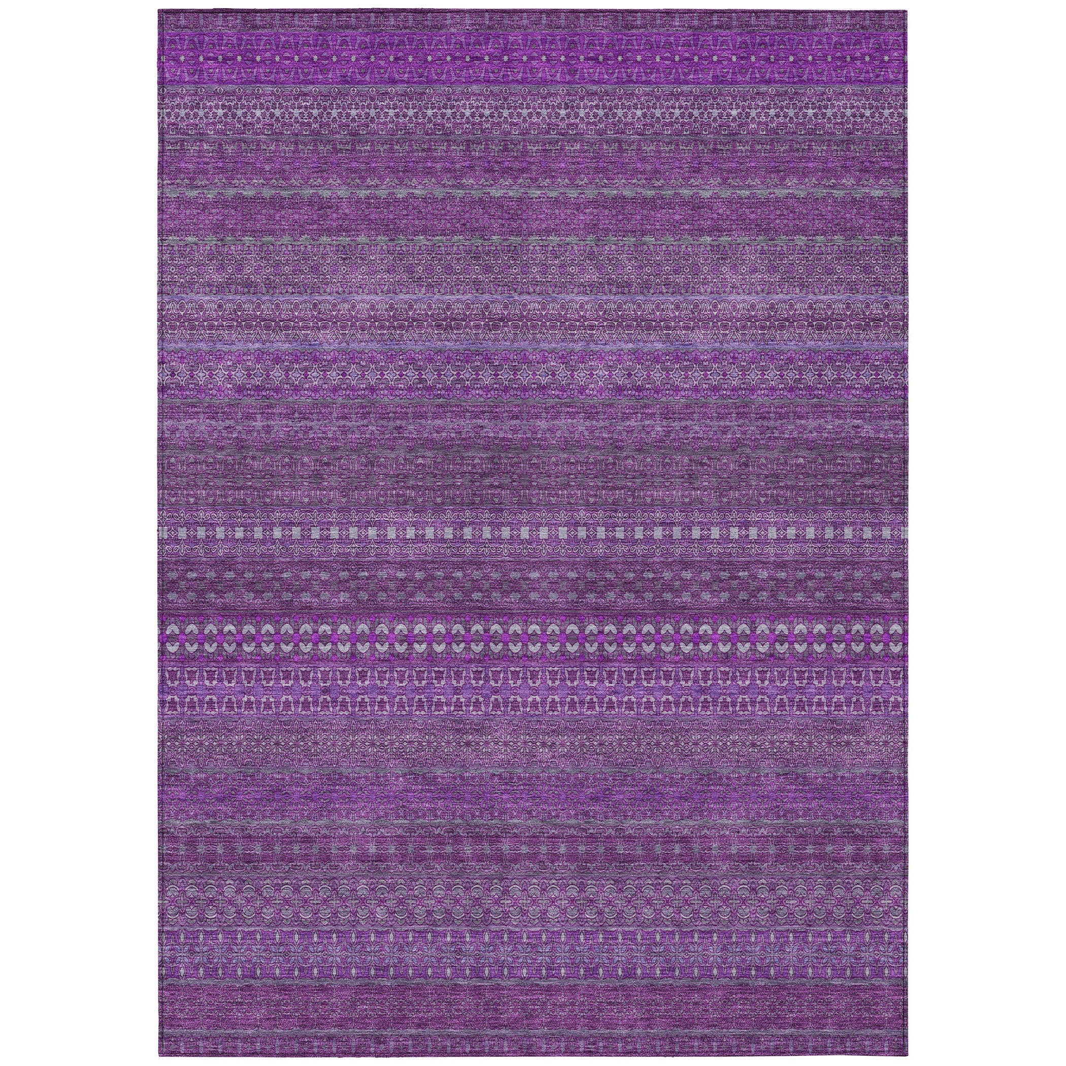 Addison Rugs Stripes Eggplant Washable Indoor-Outdoor Rug