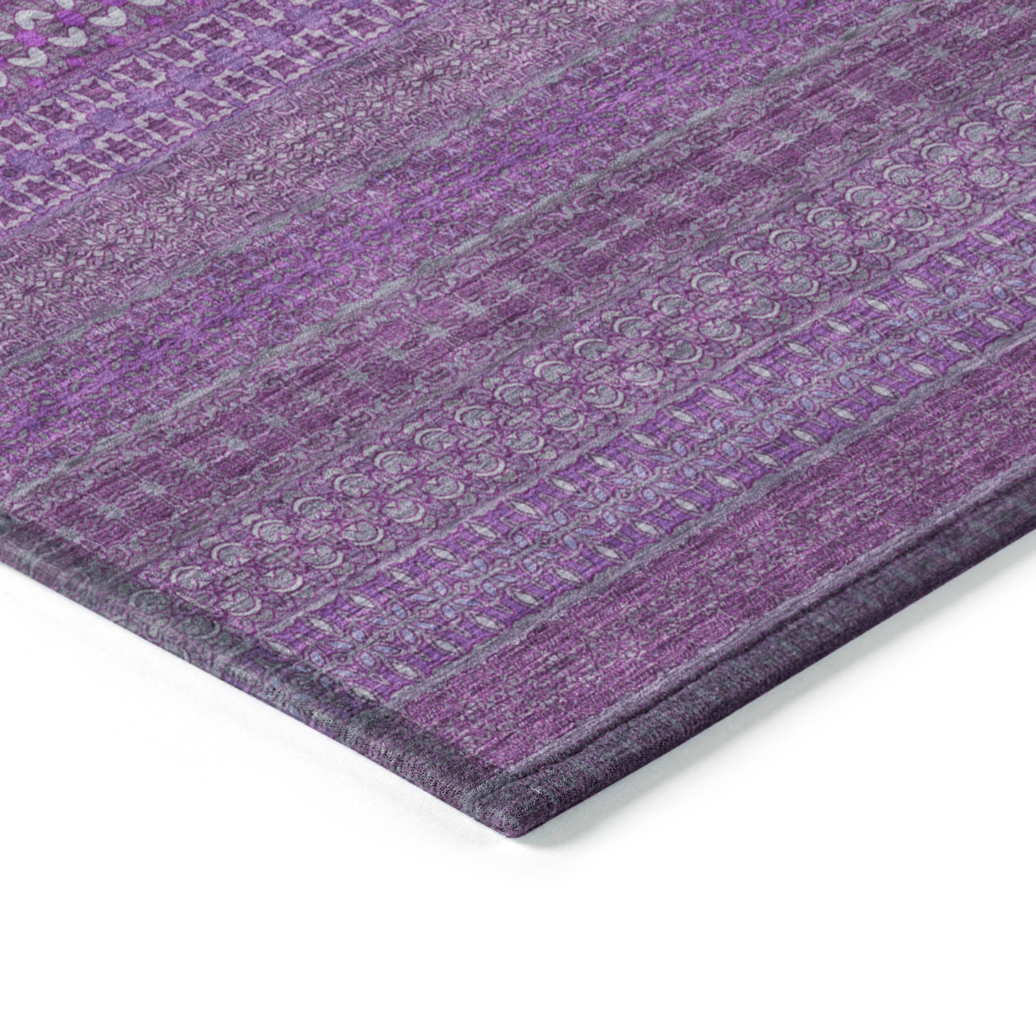 Addison Rugs Stripes Eggplant Washable Indoor-Outdoor Rug