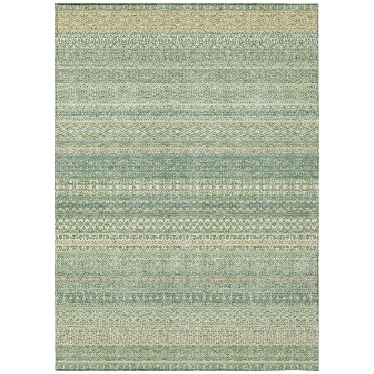 Addison Rugs Stripes Green Washable Indoor-Outdoor Rug