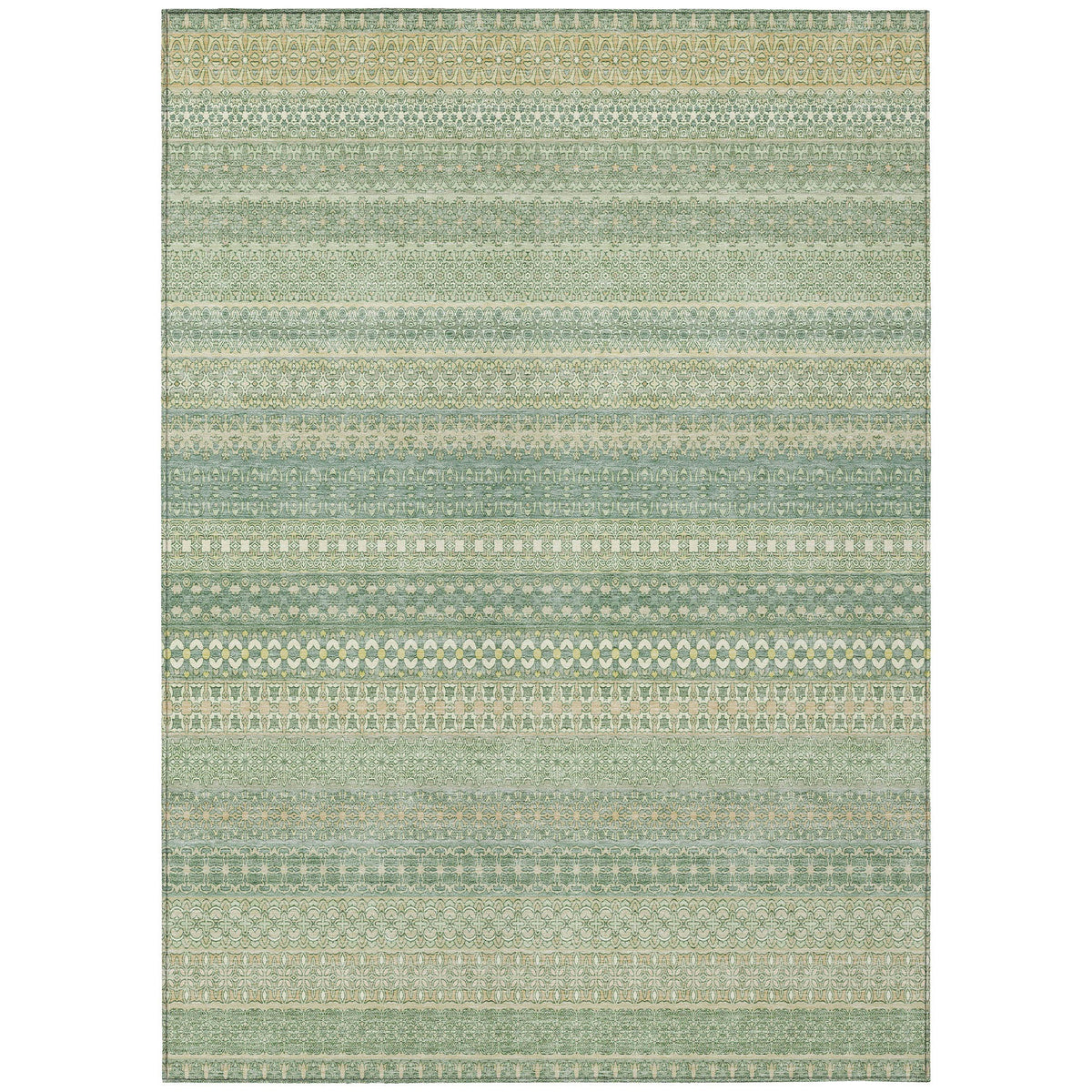 Addison Rugs Stripes Green Washable Indoor-Outdoor Rug