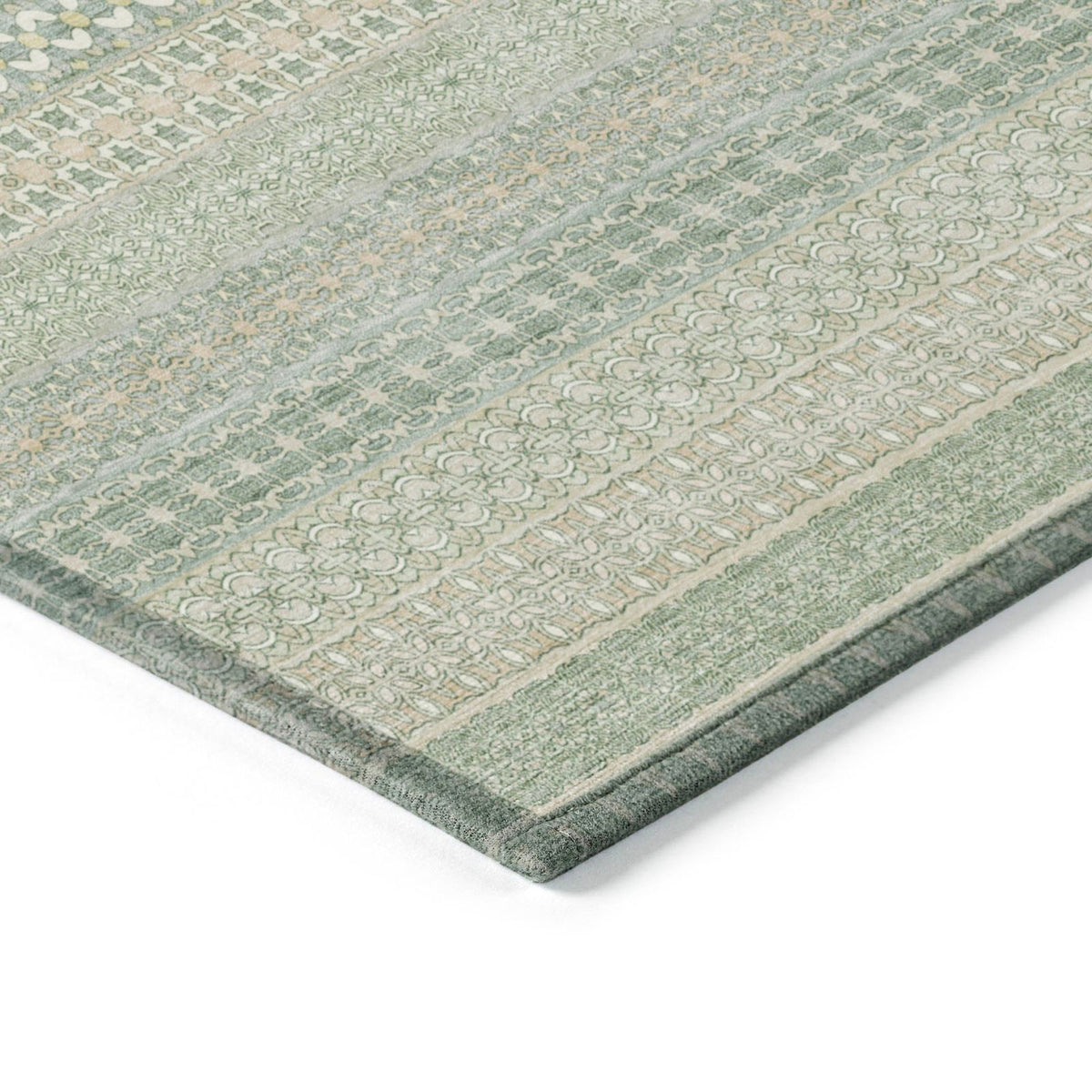 Addison Rugs Stripes Green Washable Indoor-Outdoor Rug