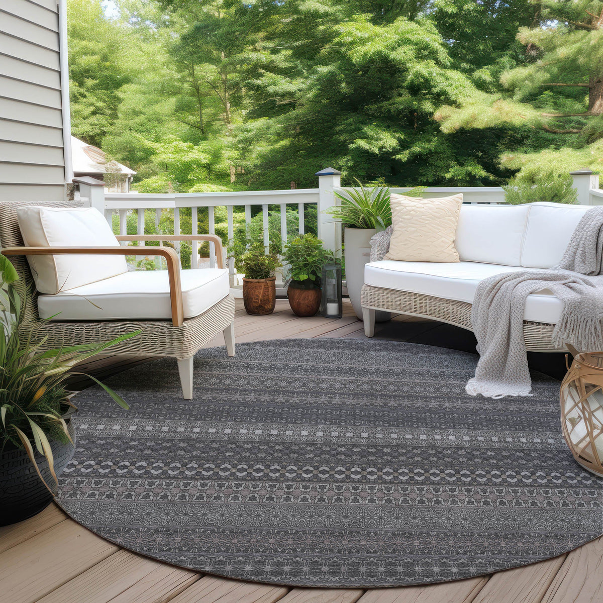 Addison Rugs Stripes Grey Washable Indoor-Outdoor Rug