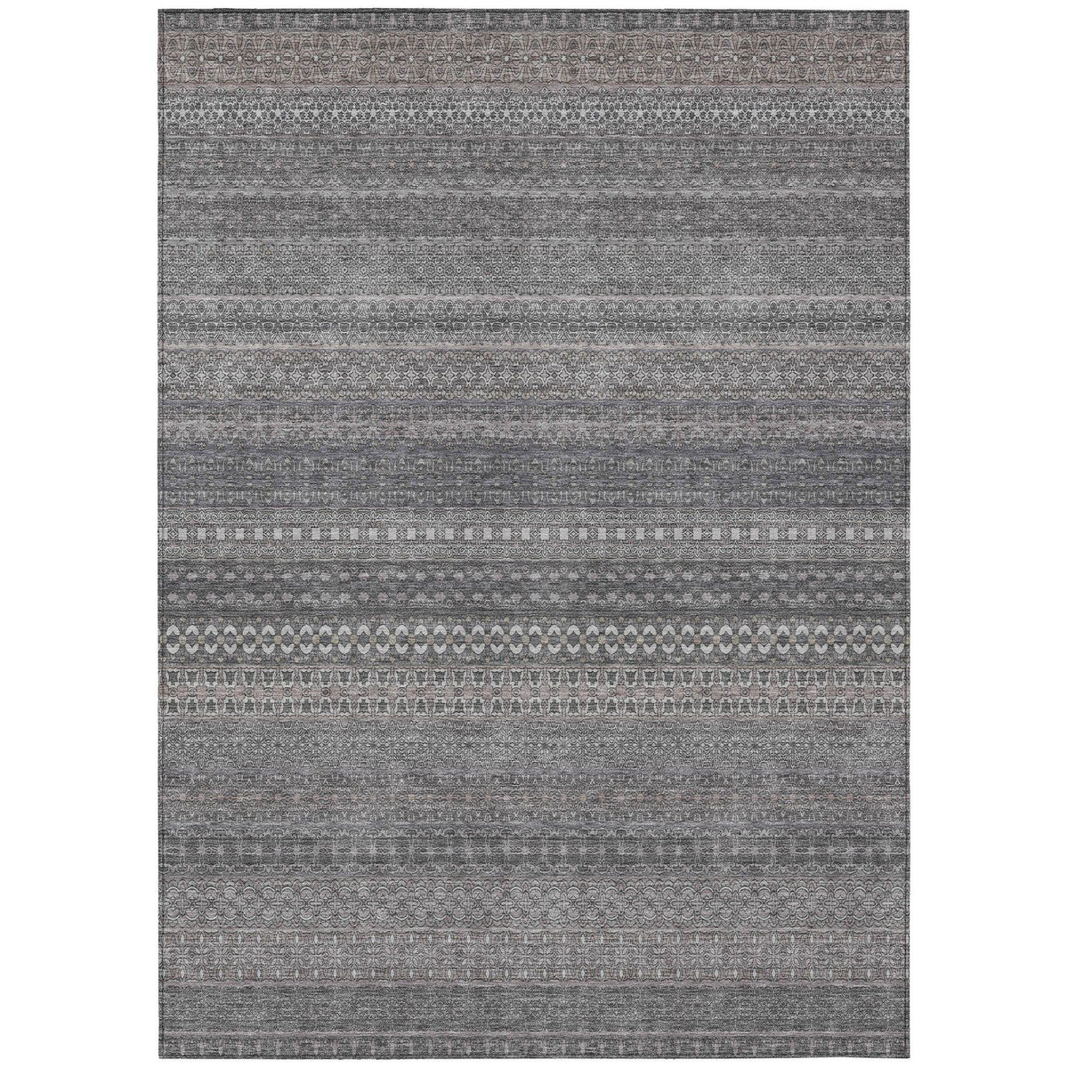 Addison Rugs Stripes Grey Washable Indoor-Outdoor Rug