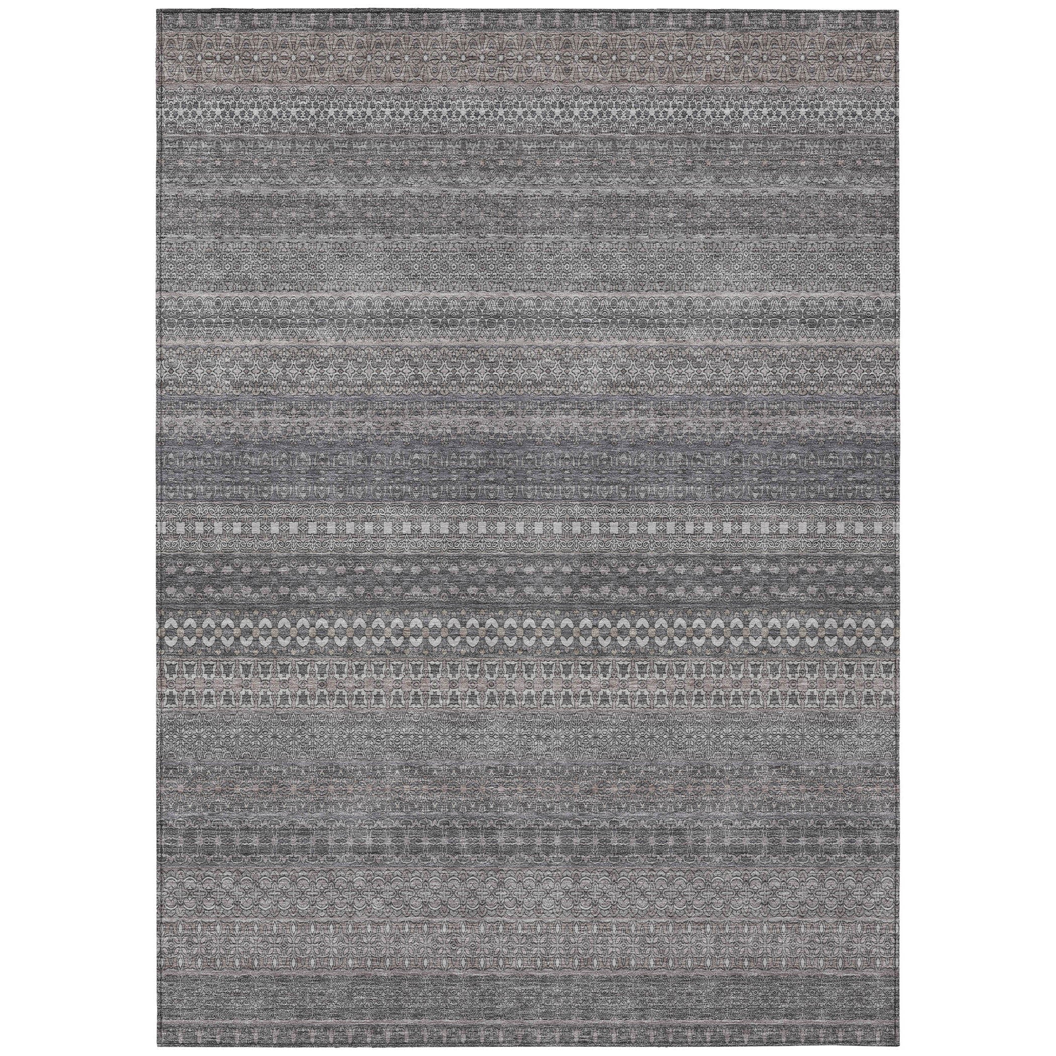 Addison Rugs Stripes Grey Washable Indoor-Outdoor Rug
