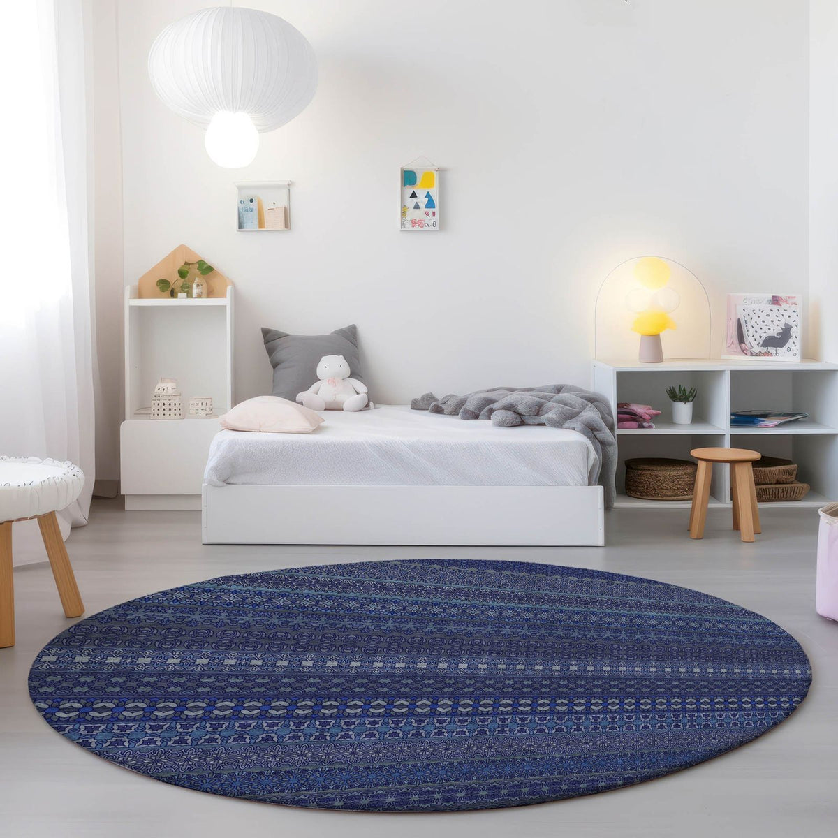 Addison Rugs Stripes Navy Washable Indoor-Outdoor Rug