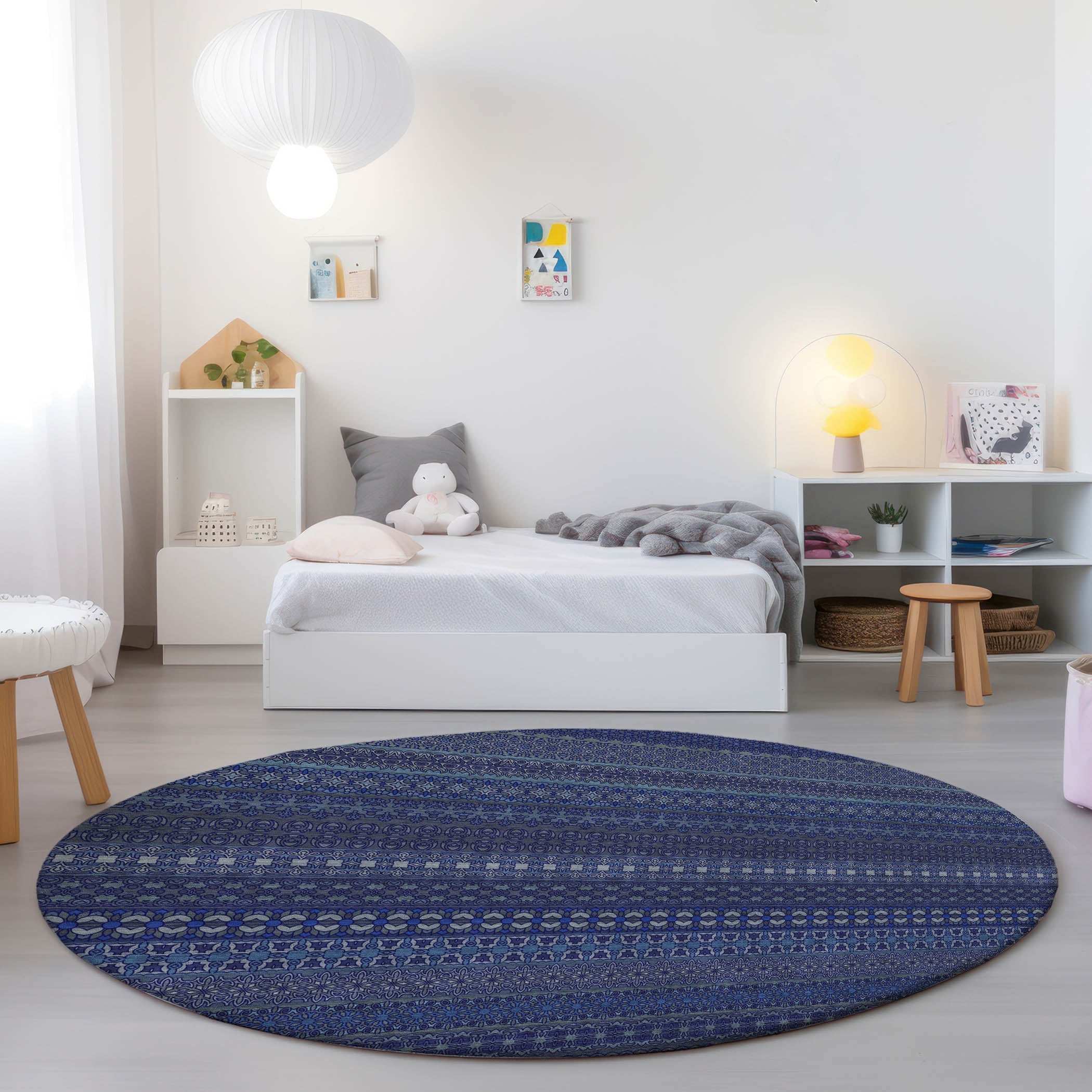Addison Rugs Stripes Navy Washable Indoor-Outdoor Rug