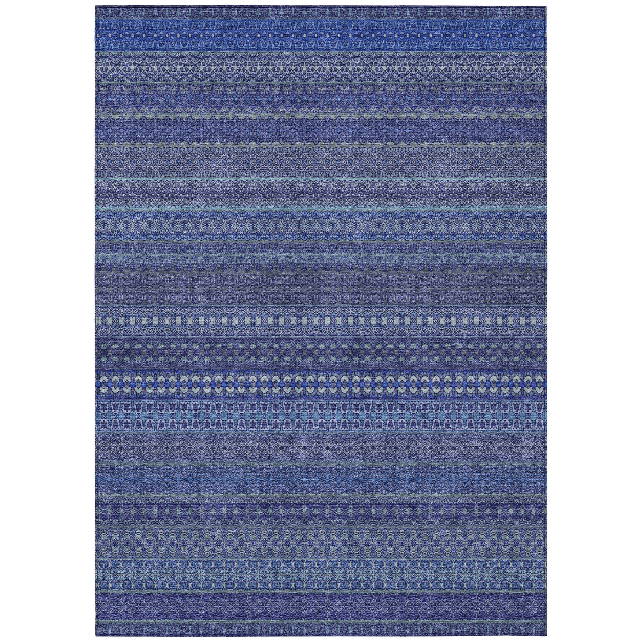 Addison Rugs Stripes Navy Washable Indoor-Outdoor Rug