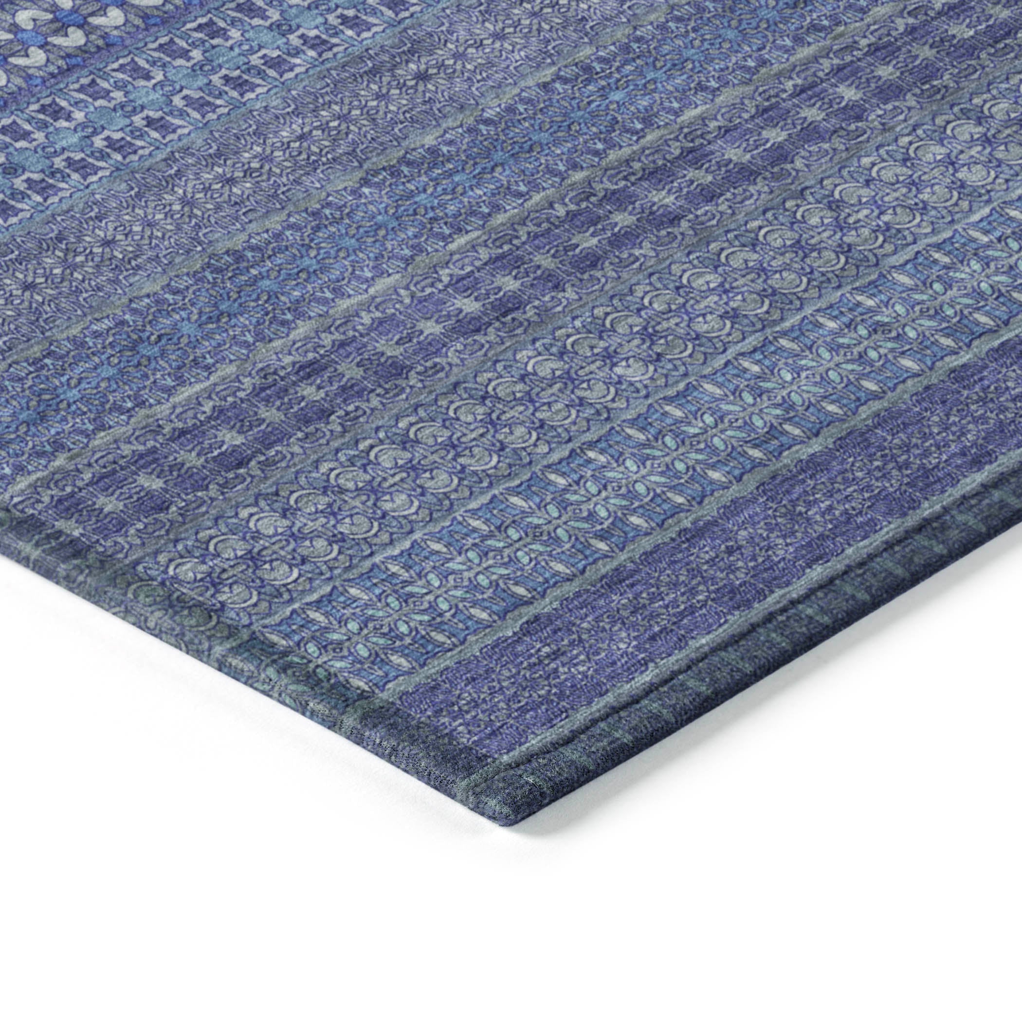 Addison Rugs Stripes Navy Washable Indoor-Outdoor Rug