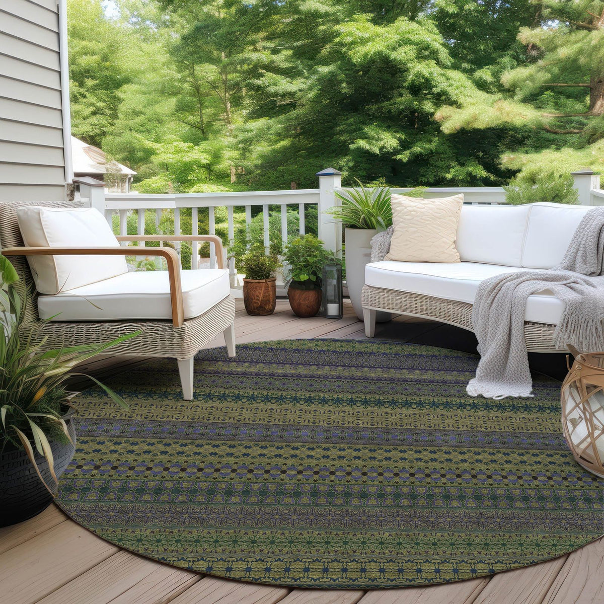 Addison Rugs Stripes Olive Washable Indoor-Outdoor Rug