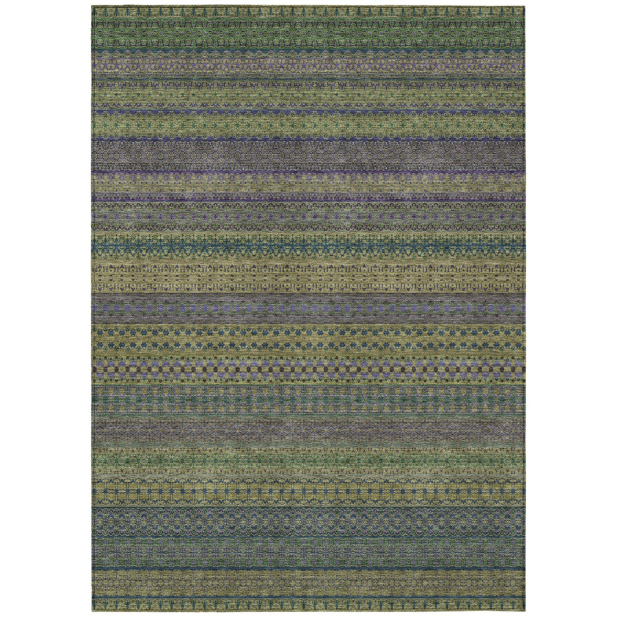 Addison Rugs Stripes Olive Washable Indoor-Outdoor Rug