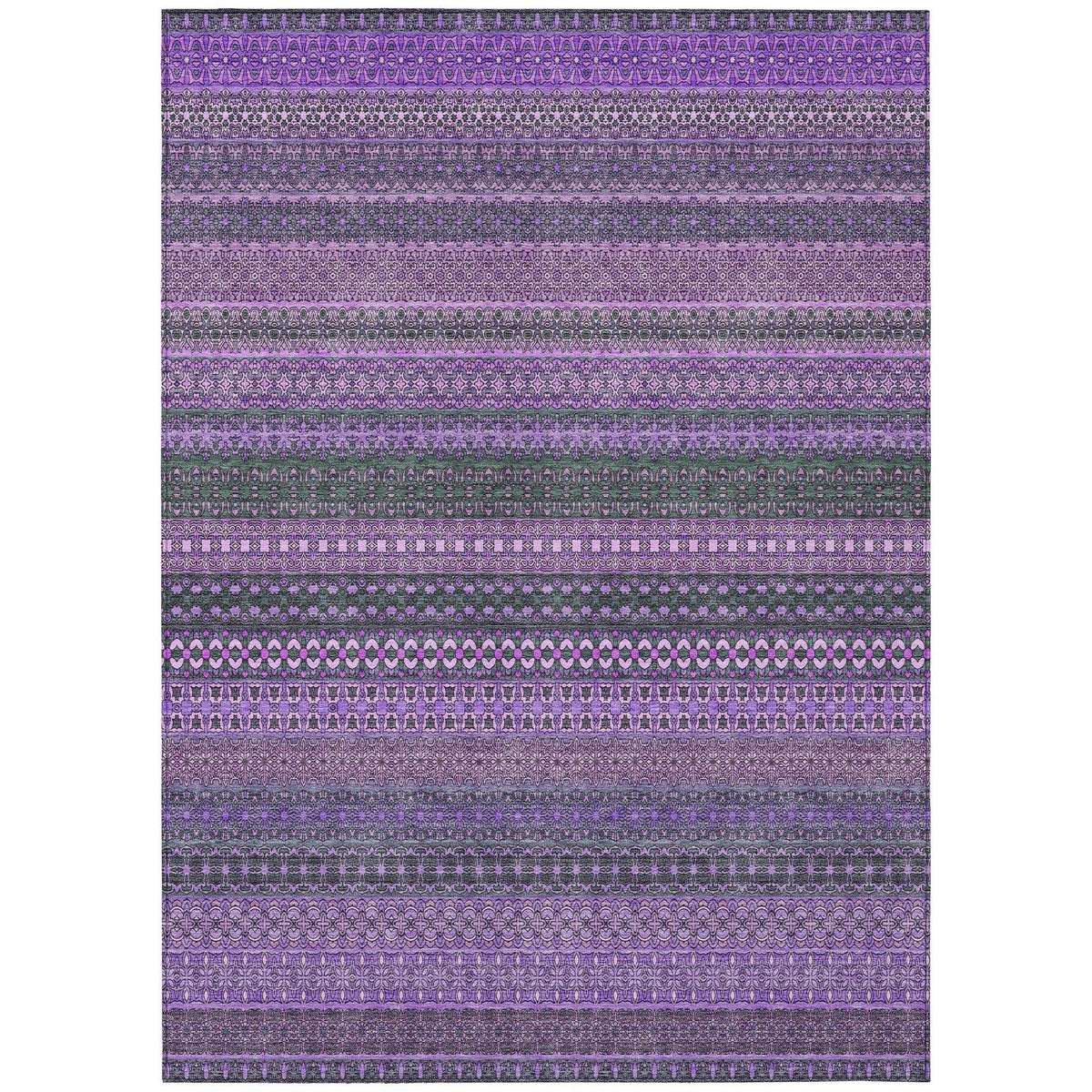 Addison Rugs Stripes Purple Washable Indoor-Outdoor Rug