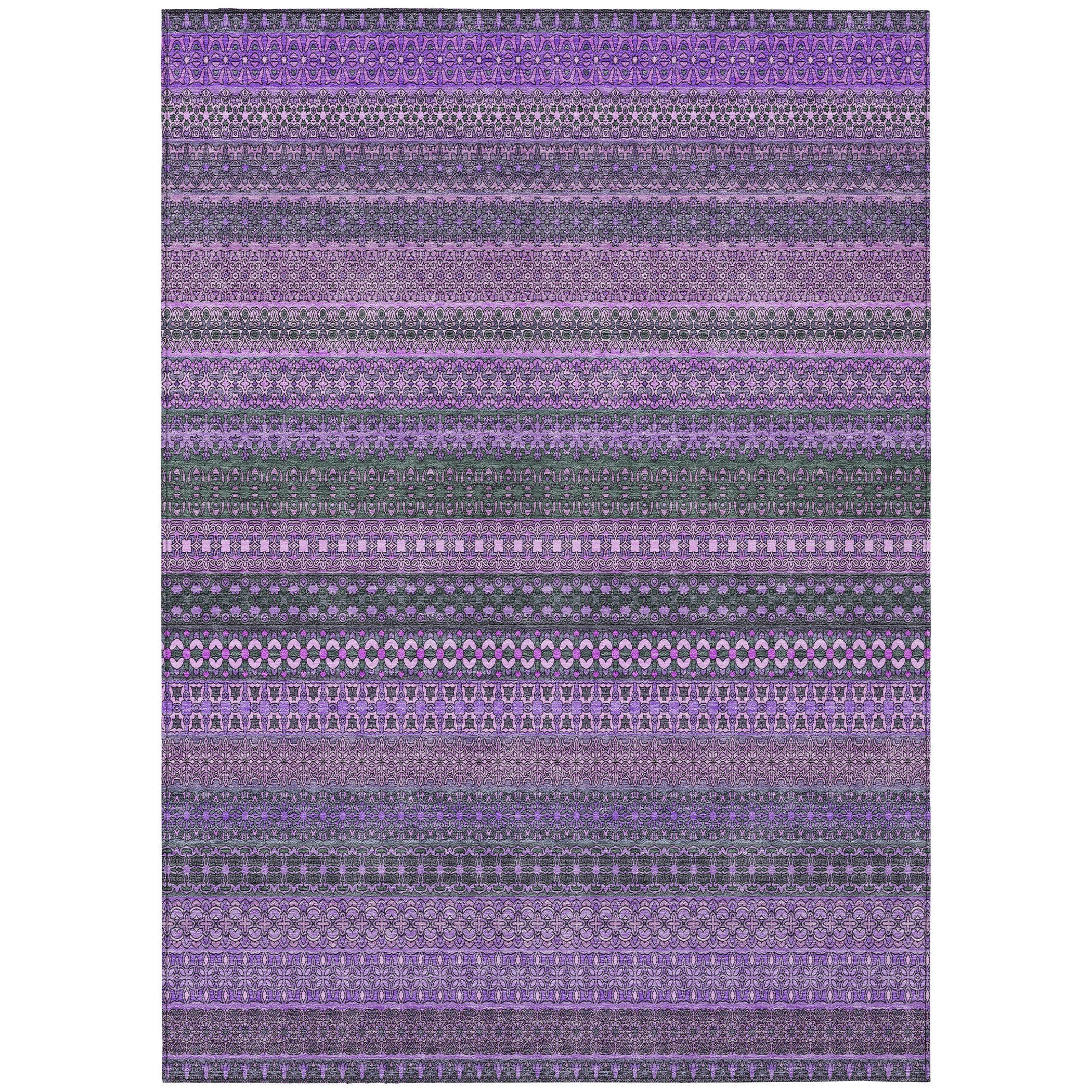Addison Rugs Stripes Purple Washable Indoor-Outdoor Rug