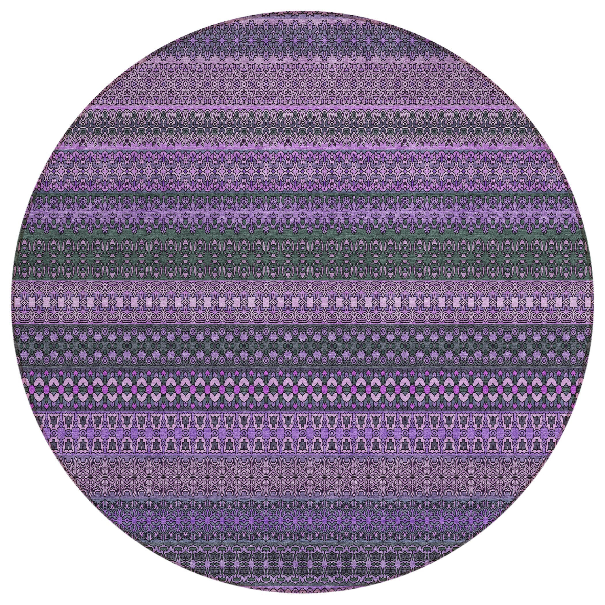 Addison Rugs Stripes Purple Washable Indoor-Outdoor Rug