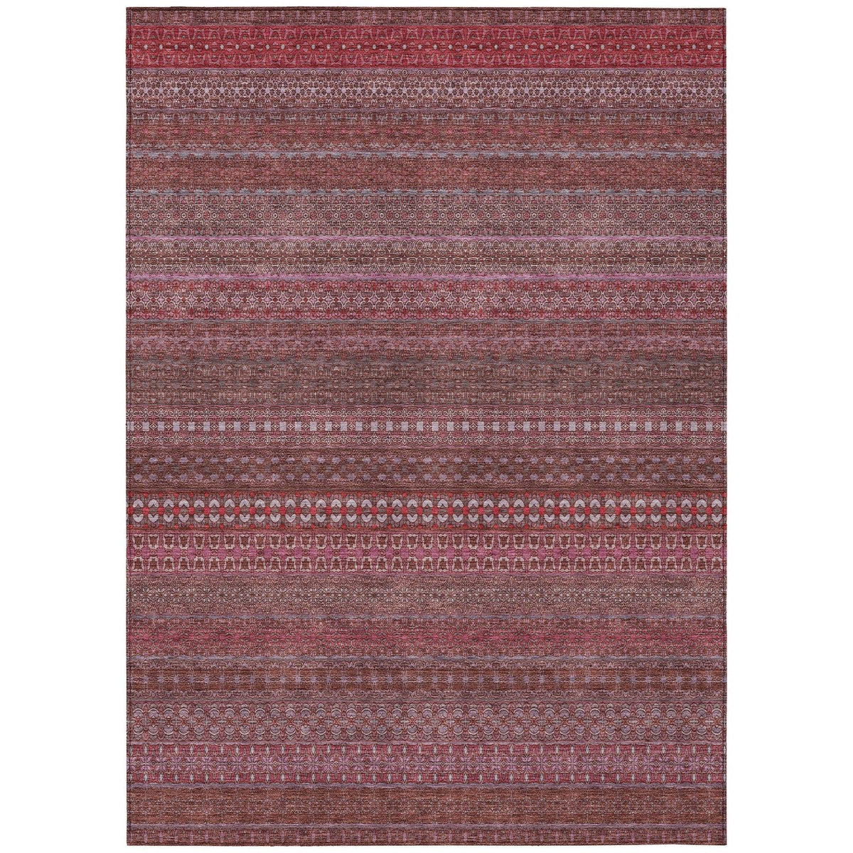 Addison Rugs Stripes Red Washable Indoor-Outdoor Rug