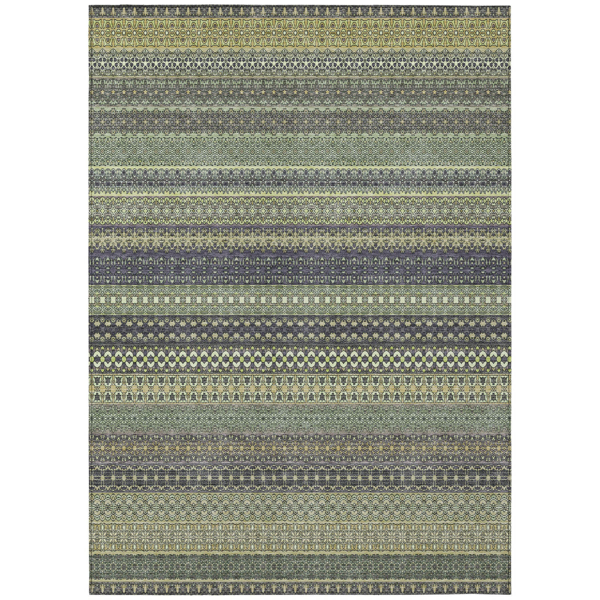 Addison Rugs Stripes Sage Washable Indoor-Outdoor Rug