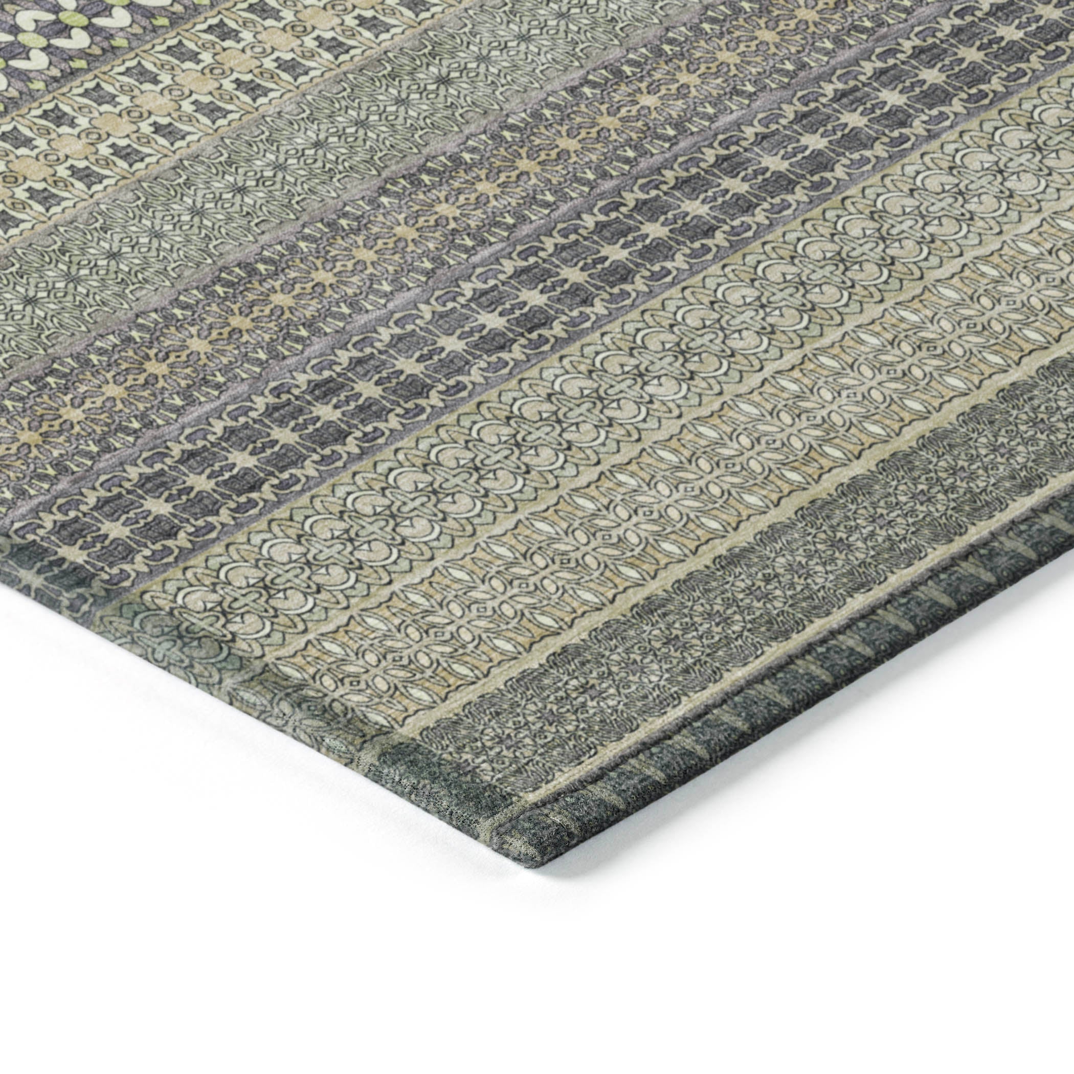 Addison Rugs Stripes Sage Washable Indoor-Outdoor Rug