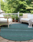 Addison Rugs Stripes Teal Washable Indoor-Outdoor Rug