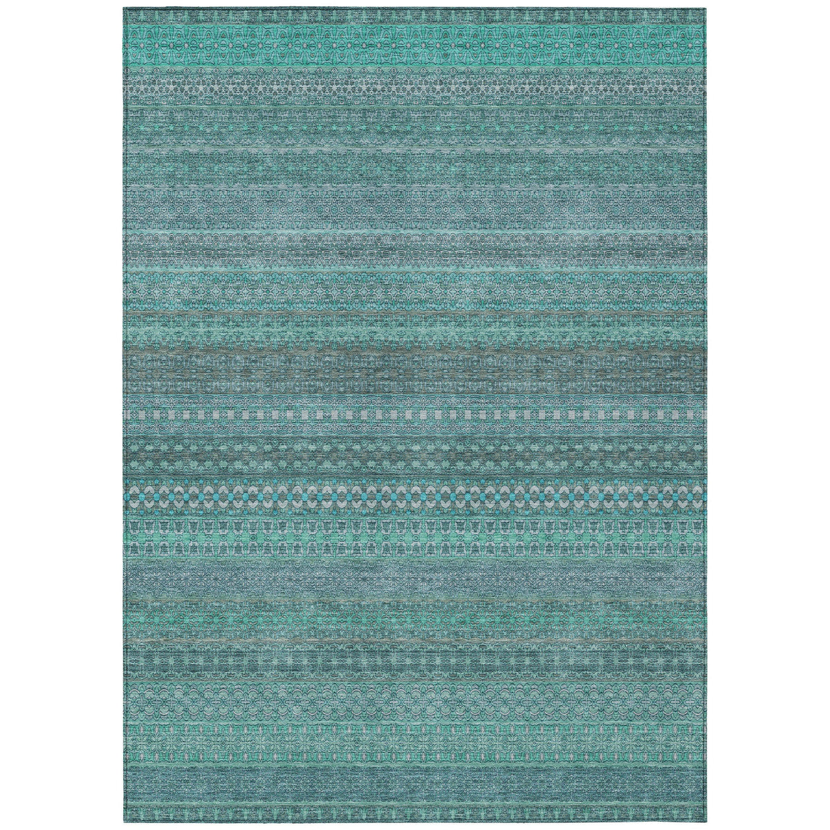 Addison Rugs Stripes Teal Washable Indoor-Outdoor Rug
