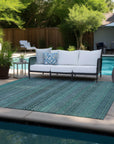 Addison Rugs Stripes Teal Washable Indoor-Outdoor Rug