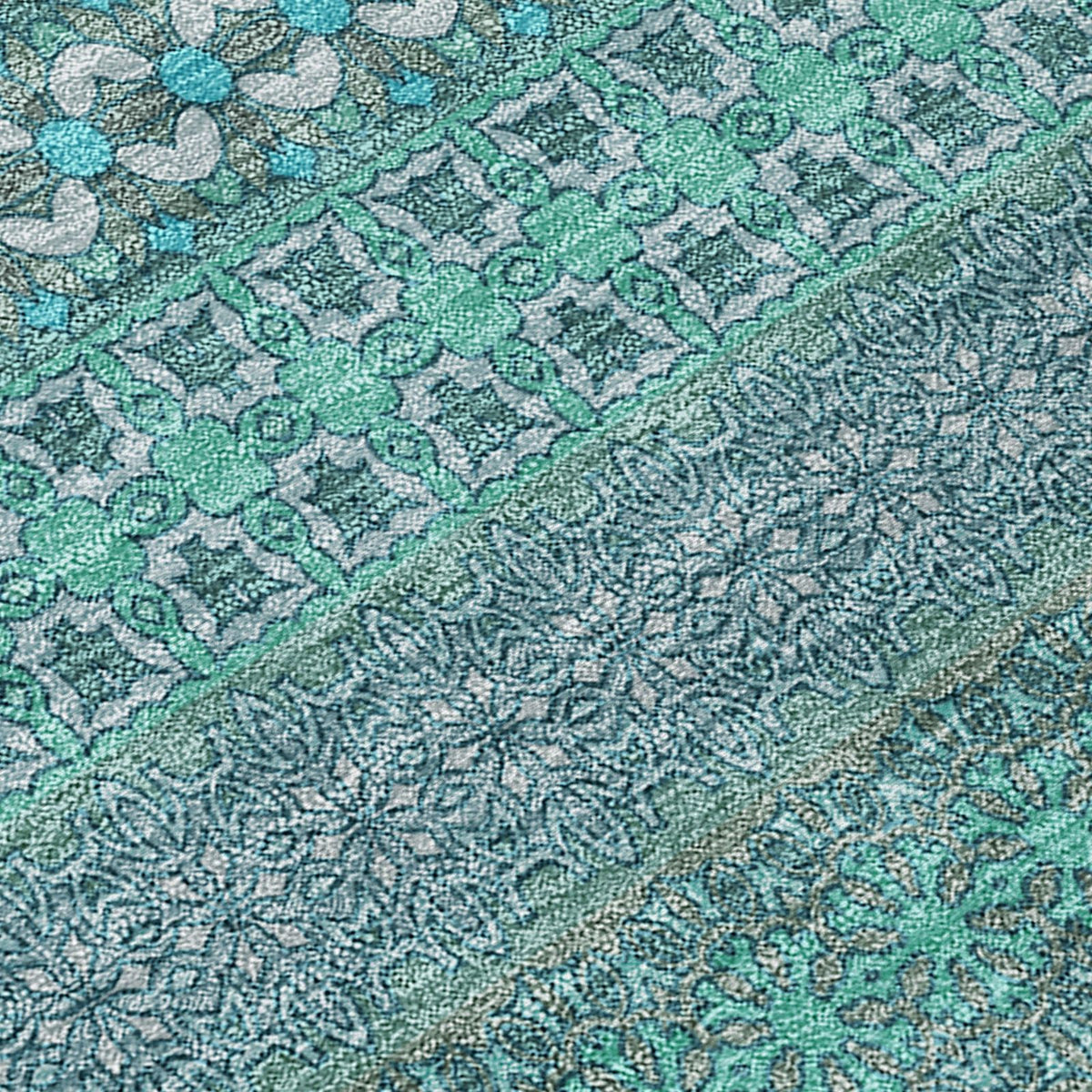 Addison Rugs Stripes Teal Washable Indoor-Outdoor Rug