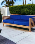 HiTeak Summer 3-Person Teak Outdoor Couch Sunbrella Cushions