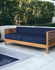 HiTeak Summer 3-Person Teak Outdoor Couch Sunbrella Cushions