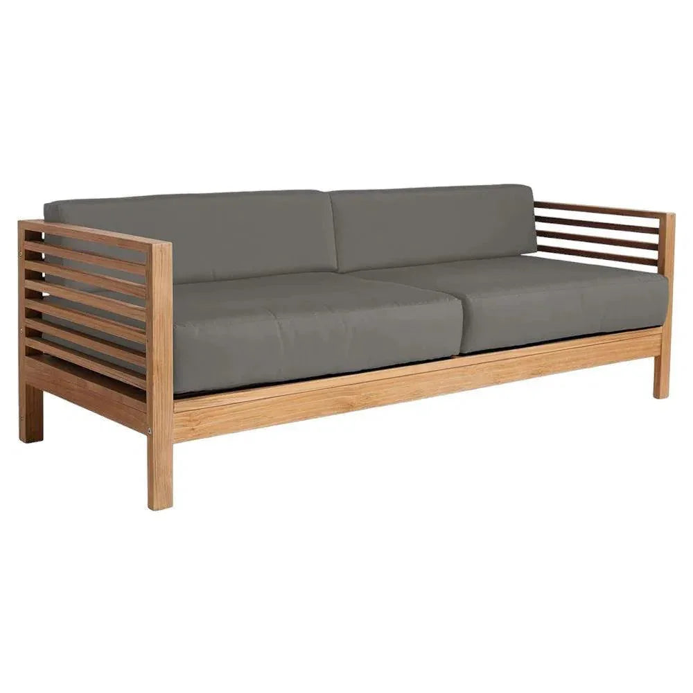 HiTeak Summer 3-Person Teak Outdoor Couch Sunbrella Cushions