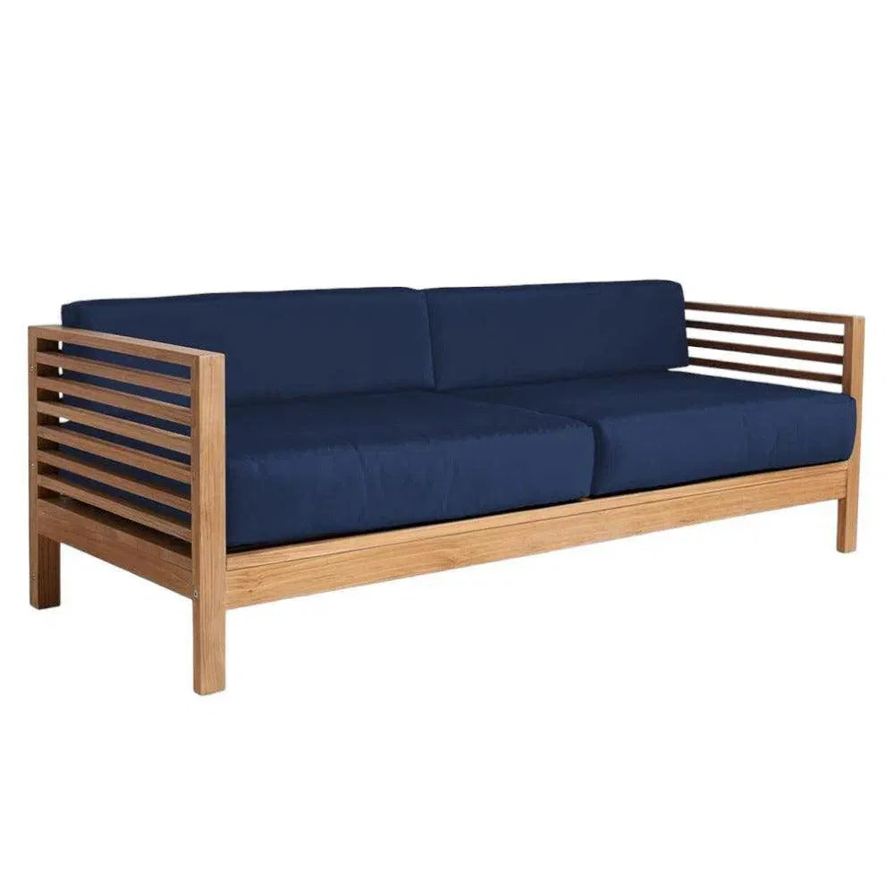 HiTeak Summer 3-Person Teak Outdoor Couch Sunbrella Cushions