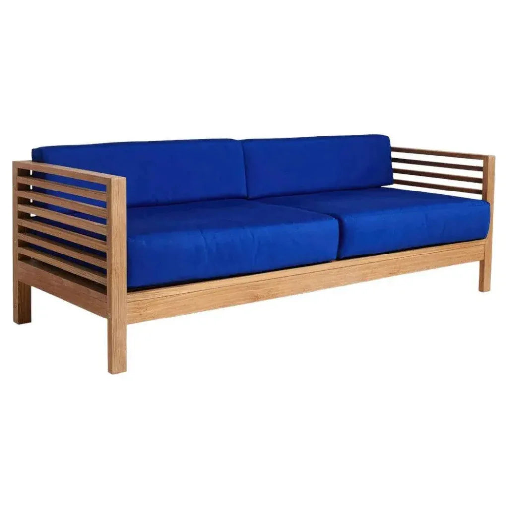 HiTeak Summer 3-Person Teak Outdoor Couch Sunbrella Cushions