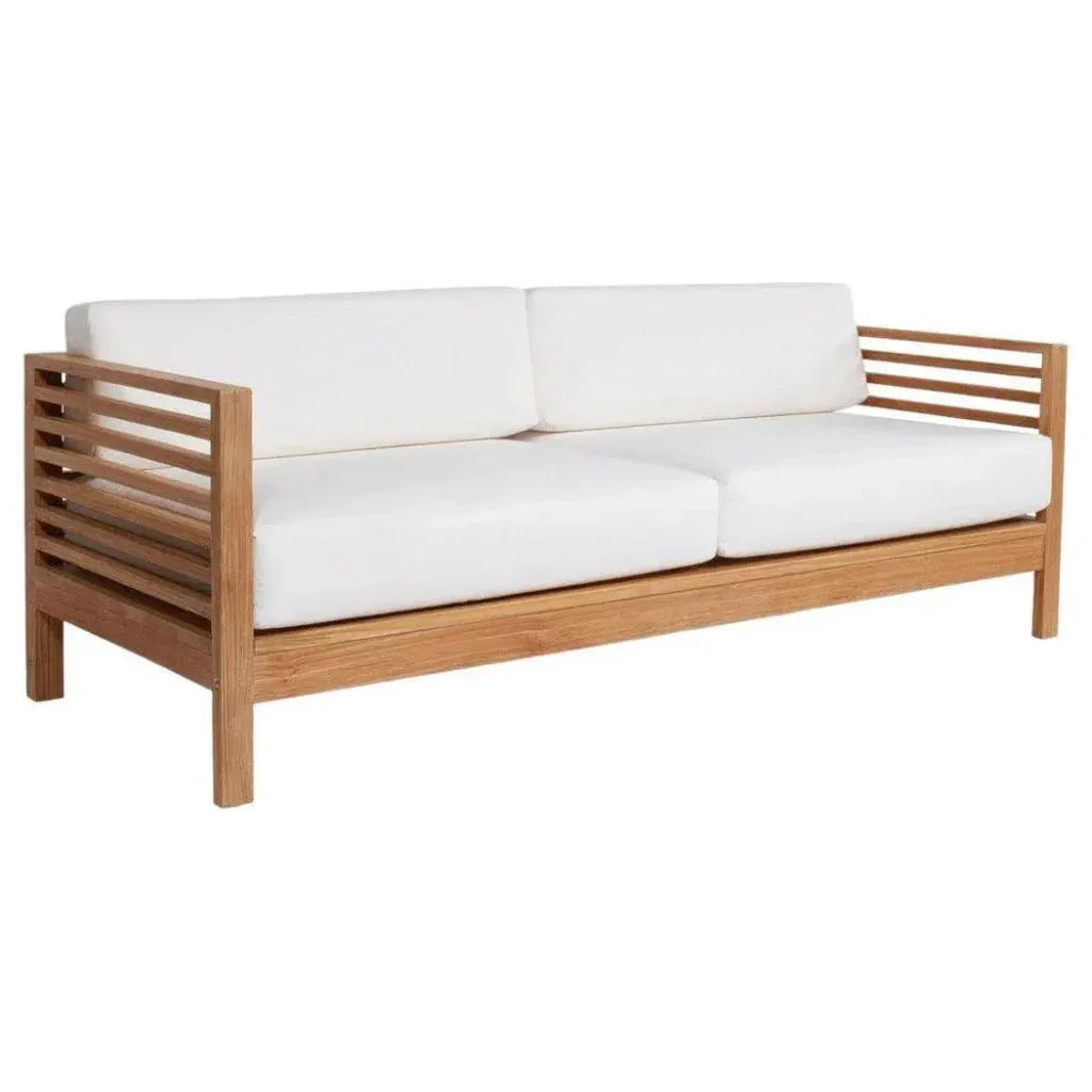 HiTeak Summer 3-Person Teak Outdoor Couch Sunbrella Cushions