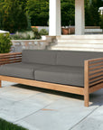 Summer 3-Person Teak Outdoor Sofa with Sunbrella Cushions-Outdoor Sofas & Loveseats-HiTeak-LOOMLAN