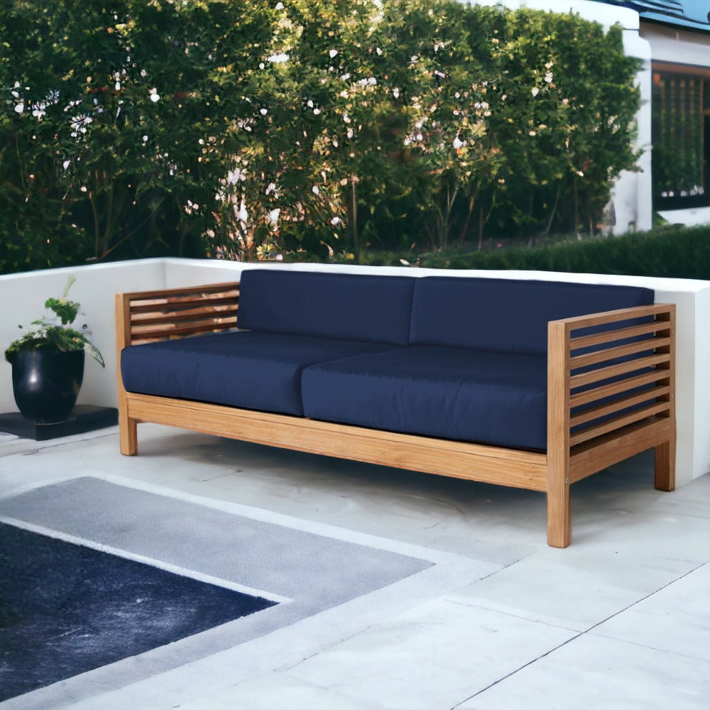 Summer 3-Person Teak Outdoor Sofa with Sunbrella Cushions-Outdoor Sofas &amp; Loveseats-HiTeak-LOOMLAN