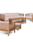 Summer Outdoor Deep Seating Set with Pink Subrella 5PC-Outdoor Lounge Sets-HiTeak-LOOMLAN