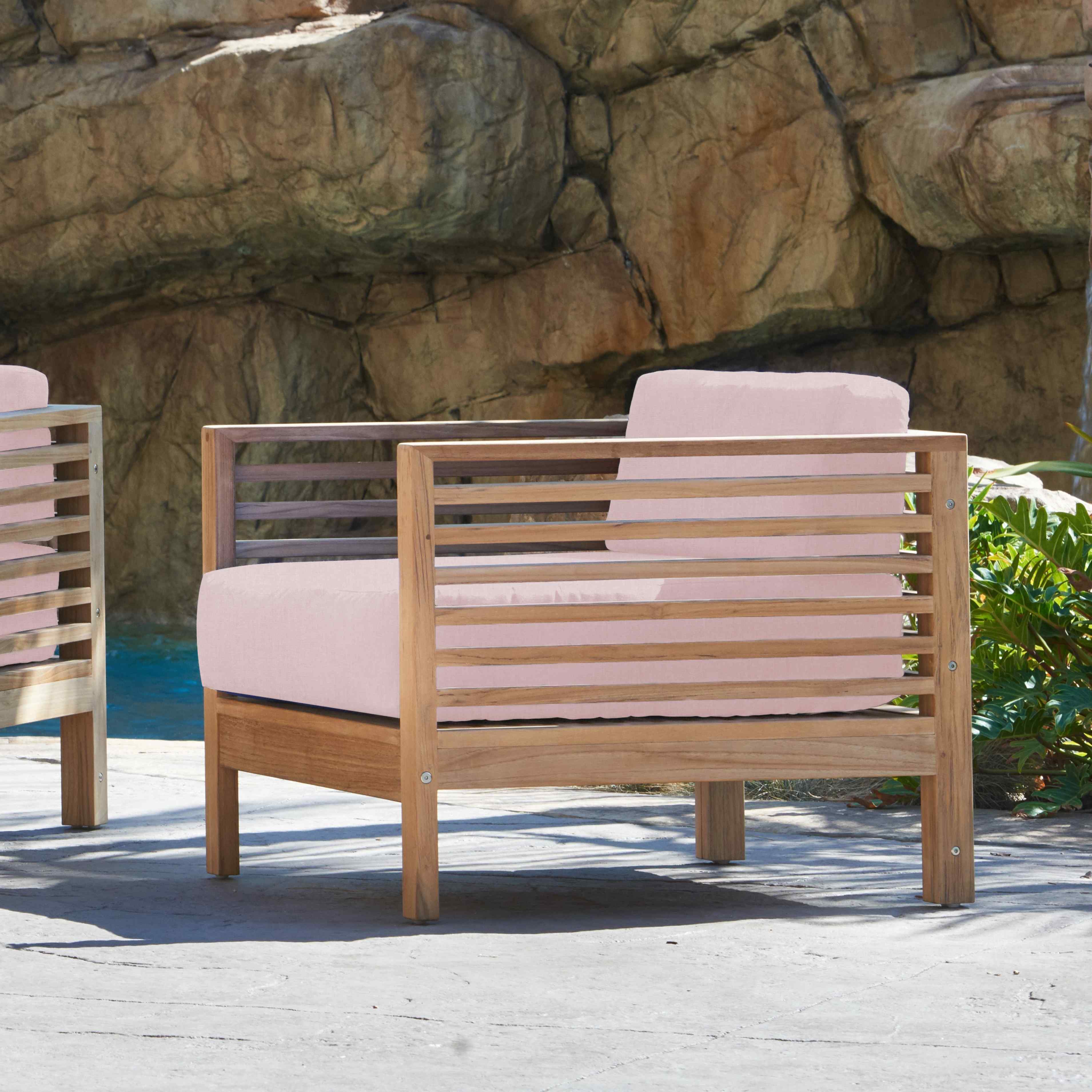 Summer Teak Outdoor Accent Chair with Sunbrella-Outdoor Accent Chairs-HiTeak-LOOMLAN