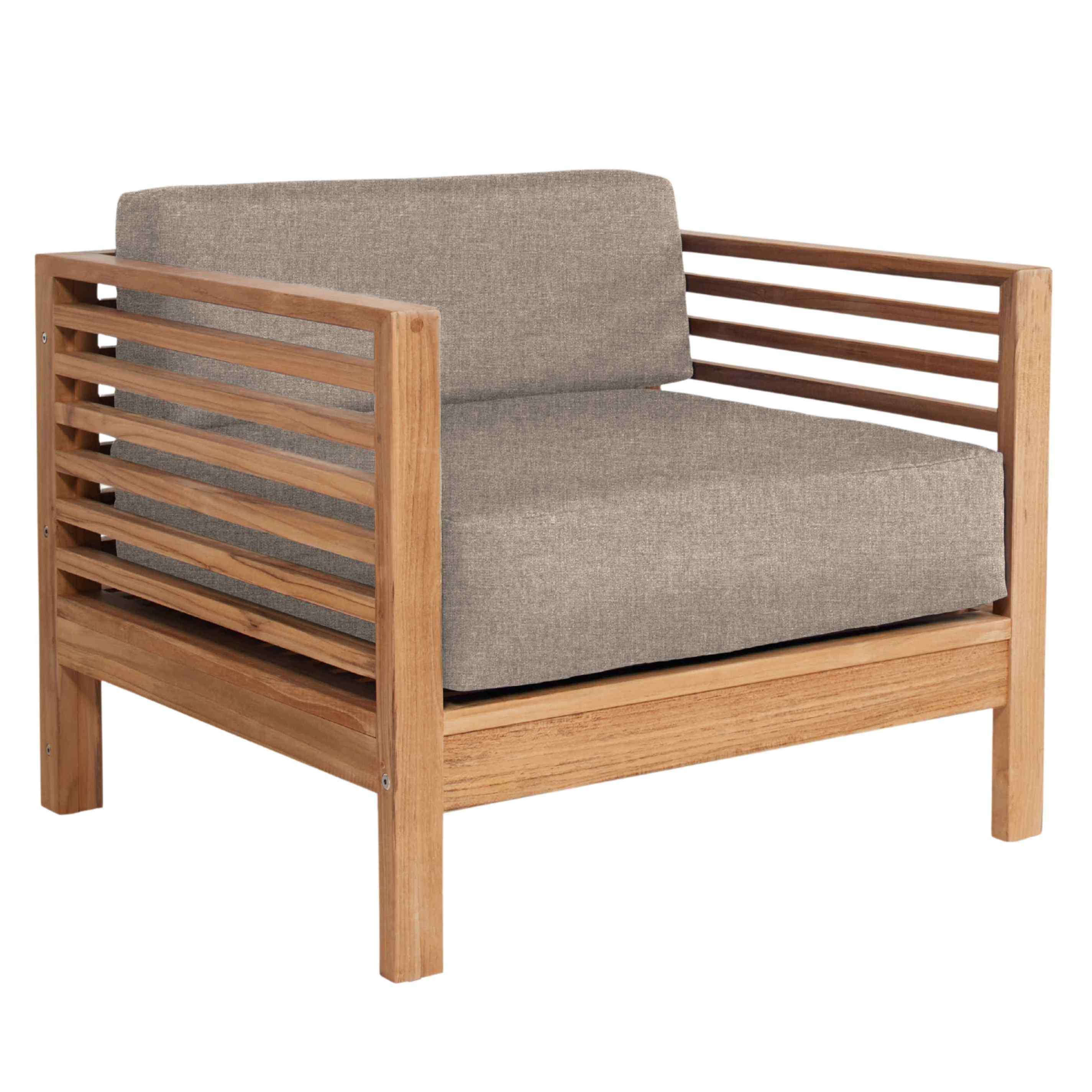 Summer Teak Outdoor Accent Chair with Sunbrella-Outdoor Accent Chairs-HiTeak-Camel-LOOMLAN