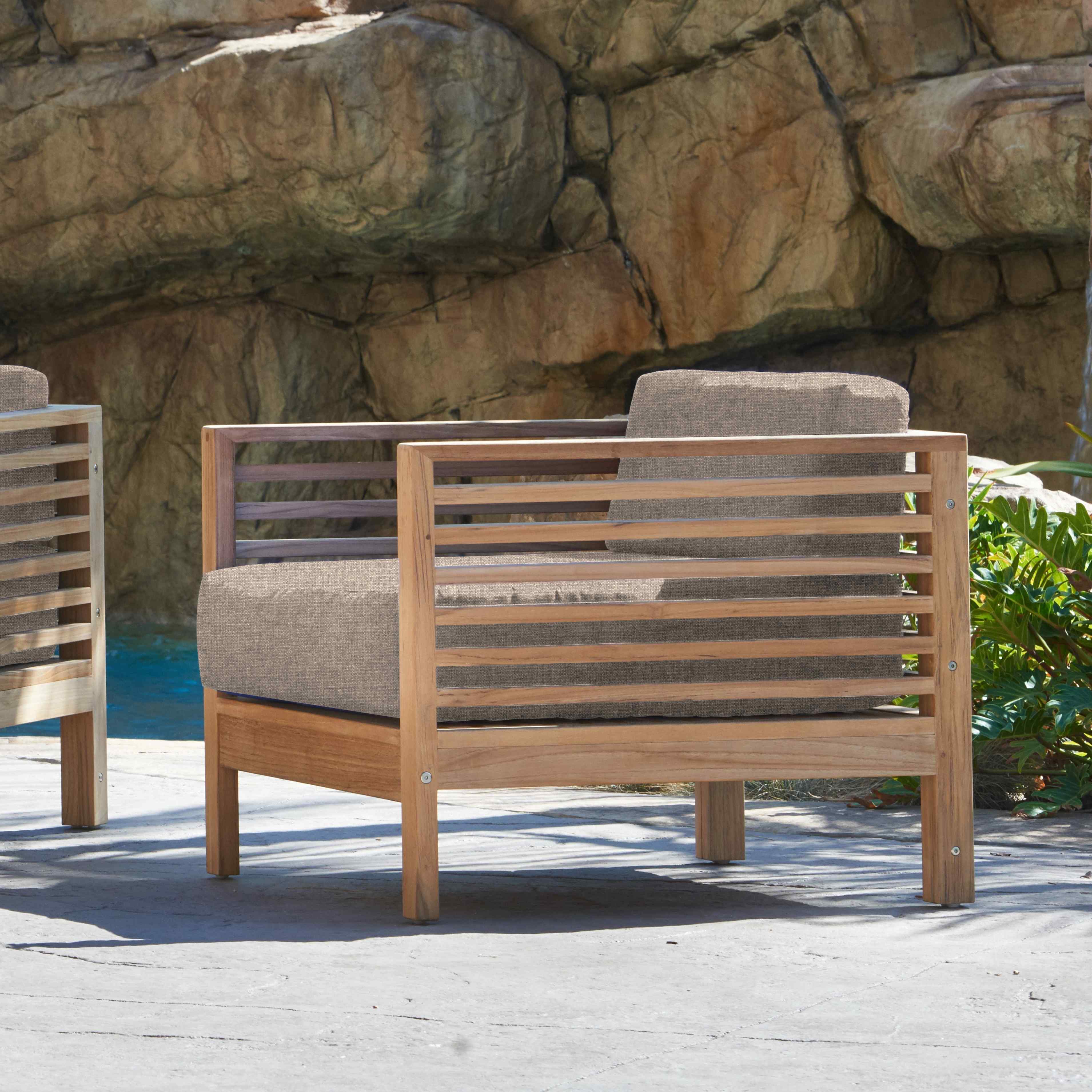 Summer Teak Outdoor Accent Chair with Sunbrella-Outdoor Accent Chairs-HiTeak-LOOMLAN