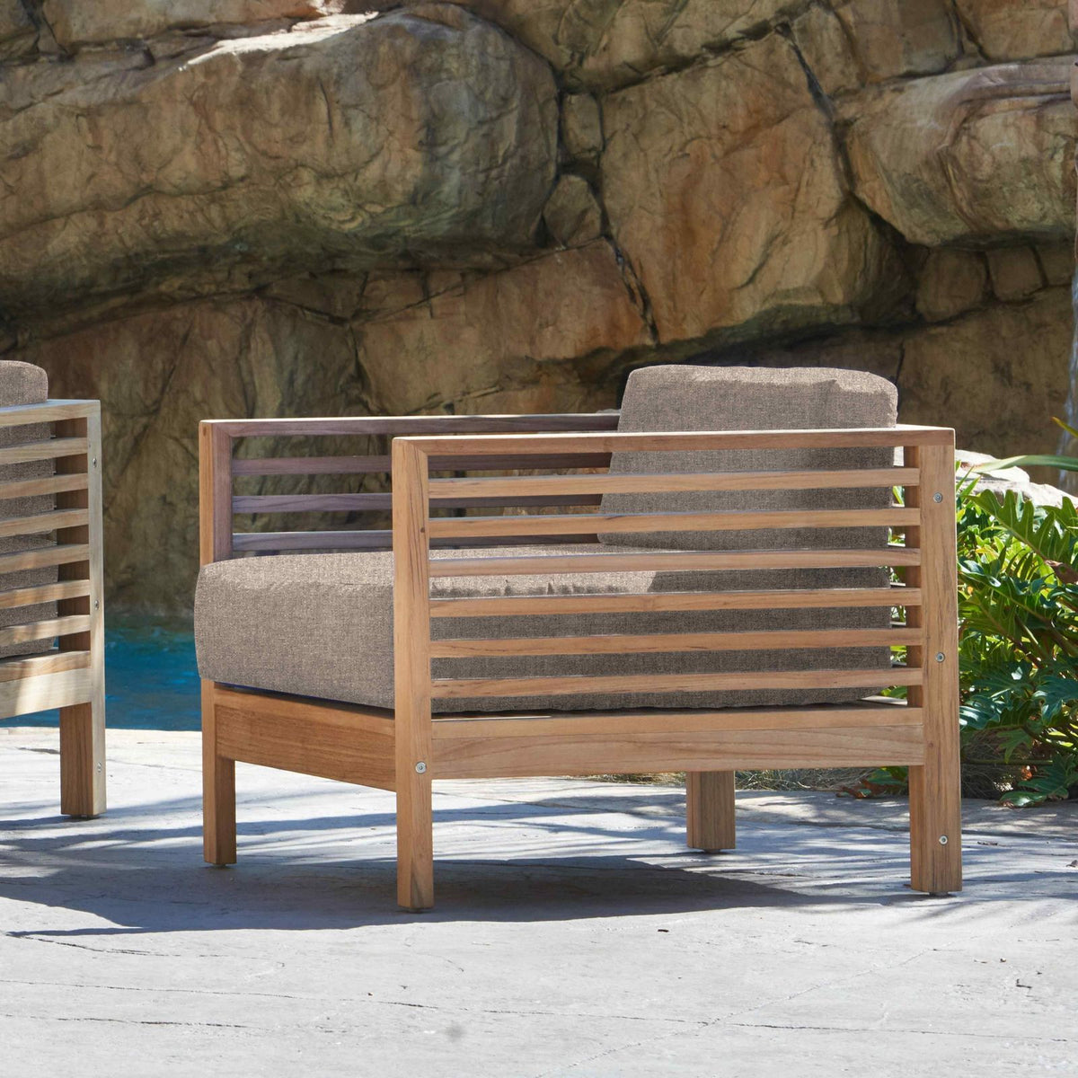 HiTeak Summer Teak Outdoor Accent Chair with Sunbrella